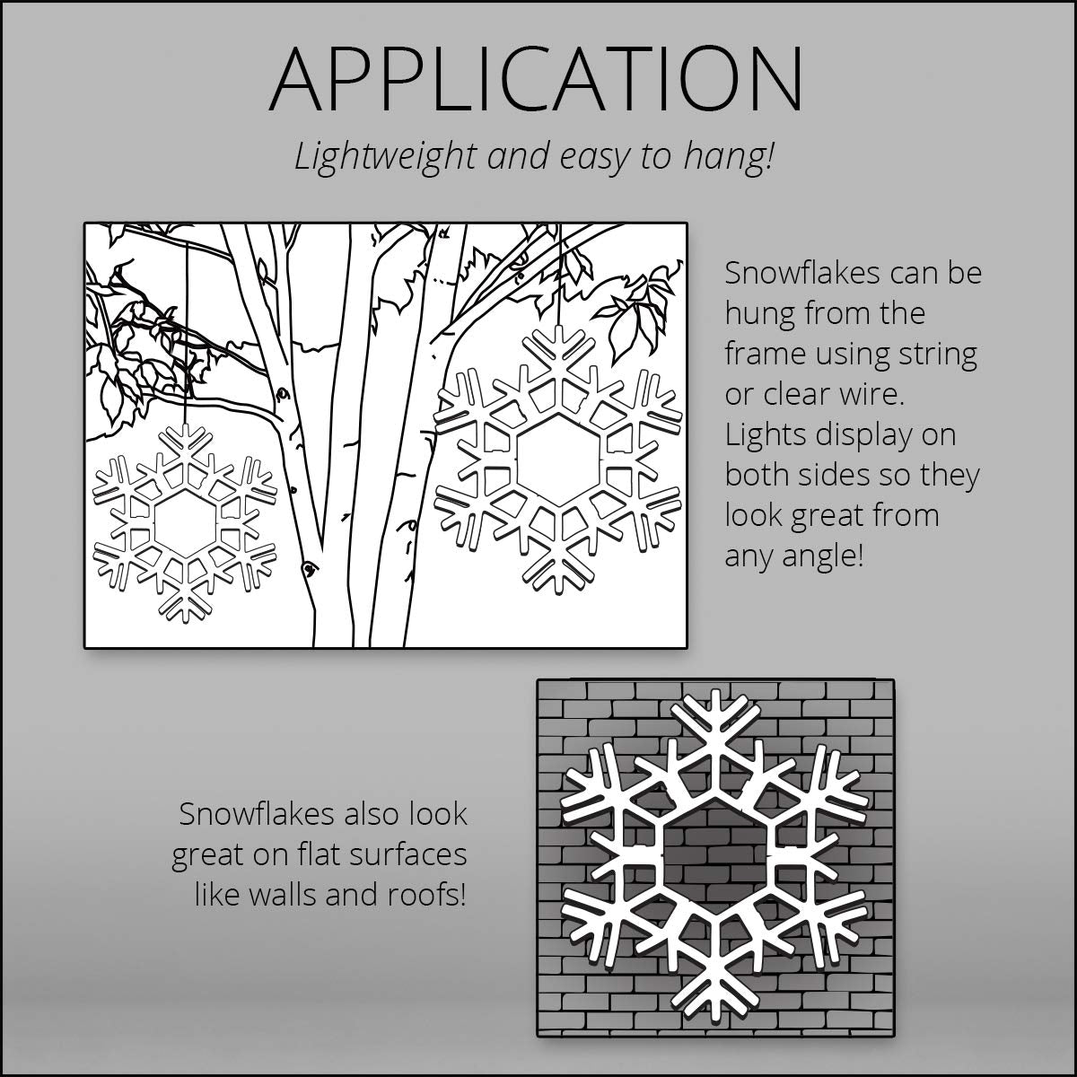 Kringle Traditions Christmas Snowflake Lights Outdoor, 105 LED 36" Folding Warm White Snowflake Hanging Light, Weather-Resistant Christmas Decoration for Yard, Window, Porch, or Eave