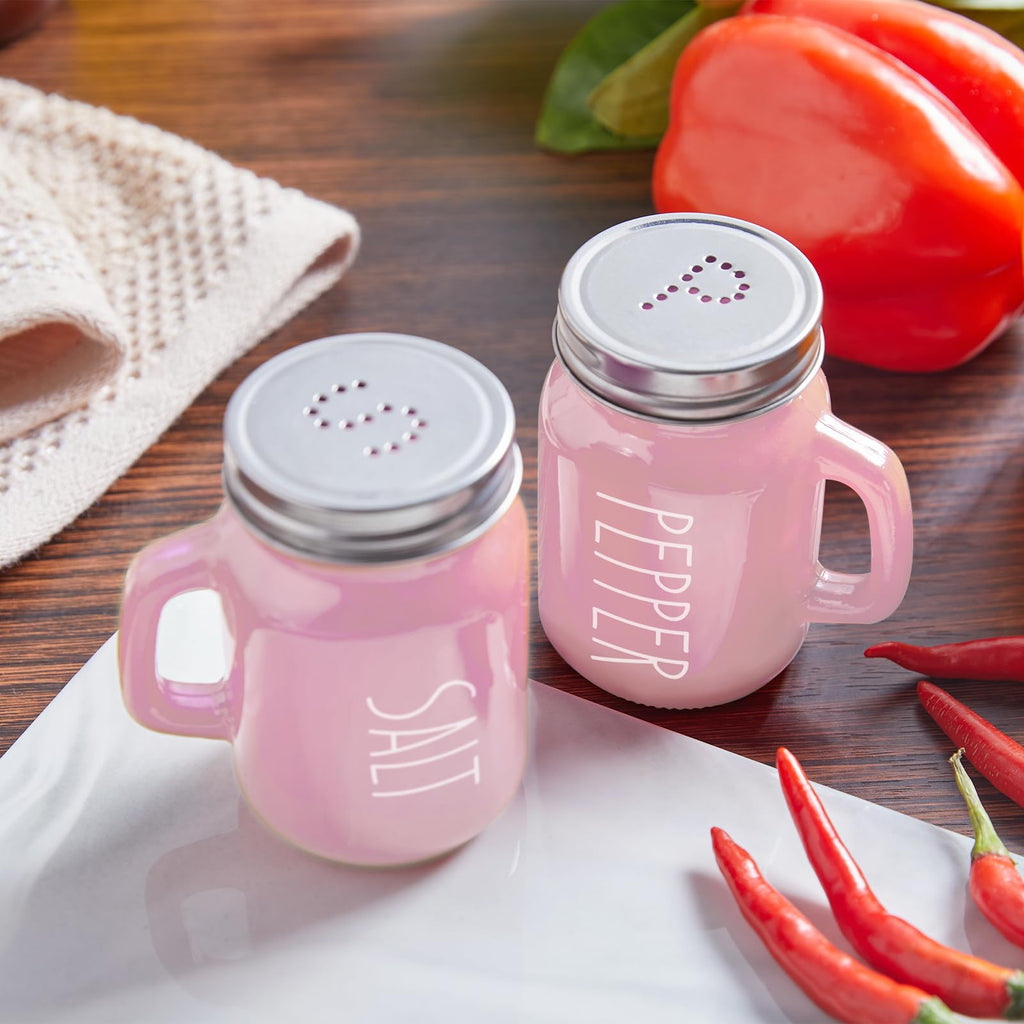 Red Salt and Pepper Shakers Set, ZOSUJO 4 oz Cute Modern Glass Christmas Red Shaker Sets with Stainless Steel Lids, Red Kitchen Decor and Accessories for Home Restaurants Weddings