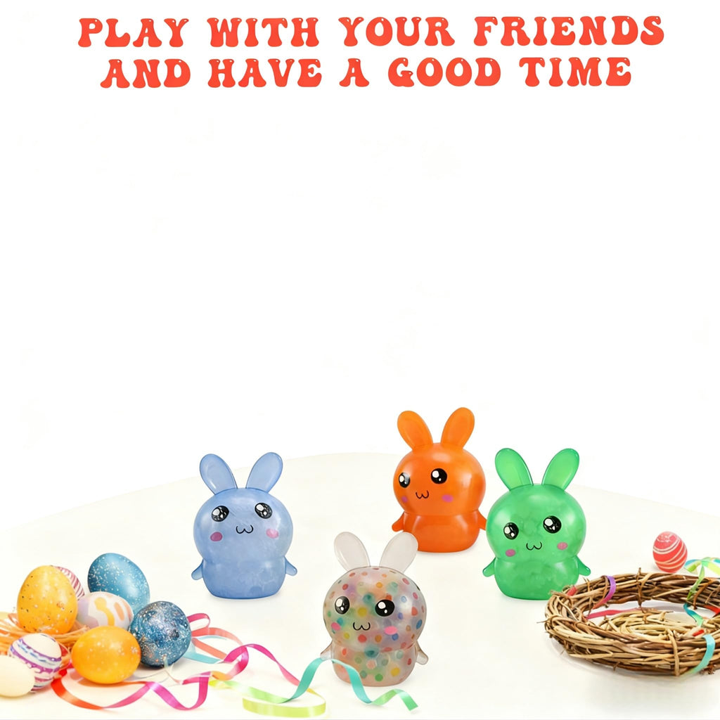 Easter Basket Stuffers,Easter Basket Essentials,4pcs Squishy Easter Bunny Stress Balls for Adults,Easter Stress Relief Fidget Balls,Easter Party Favors Easter Basket Ideas Gifts