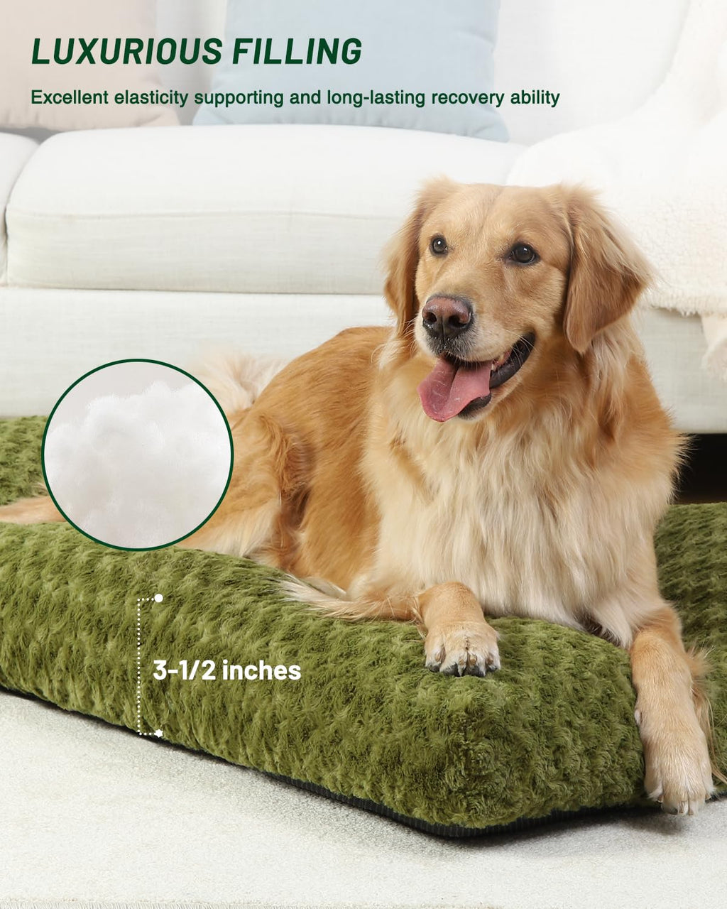 KSIIA Washable Dog Bed Deluxe Plush Dog Crate Beds Comfy Kennel Pad Anti-Slip Pet Sleeping Mat for Large, Jumbo, Medium, Small Dogs Breeds, 35" x 23", Gray