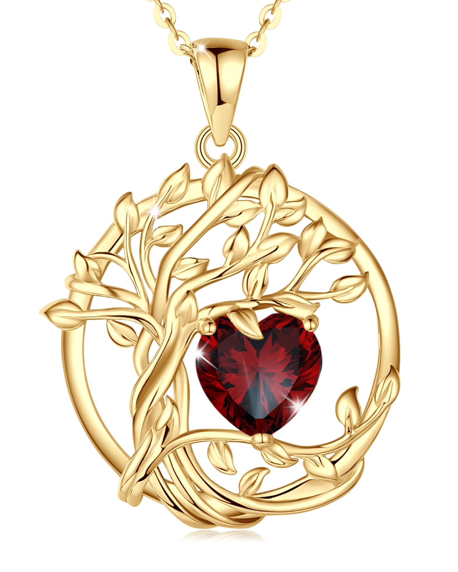 FANCIME Tree of life Birthstone necklace Sterling Silver Pendant Birthstone Necklace Gemstone Anniversary Birthday Jewelry Mothers Day Gifts for Mom Her Wife
