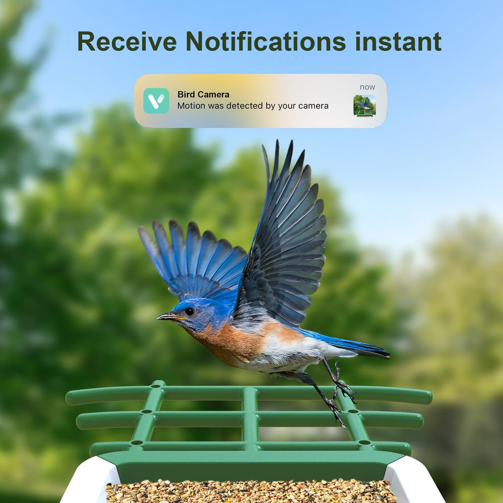 Smart Bird Feeder with Camera: Solar Powered Birdhouse with AI Recognition, Wireless Bird House with Camera for Outdoor, Unique Birthday Gifts for Mom Dad