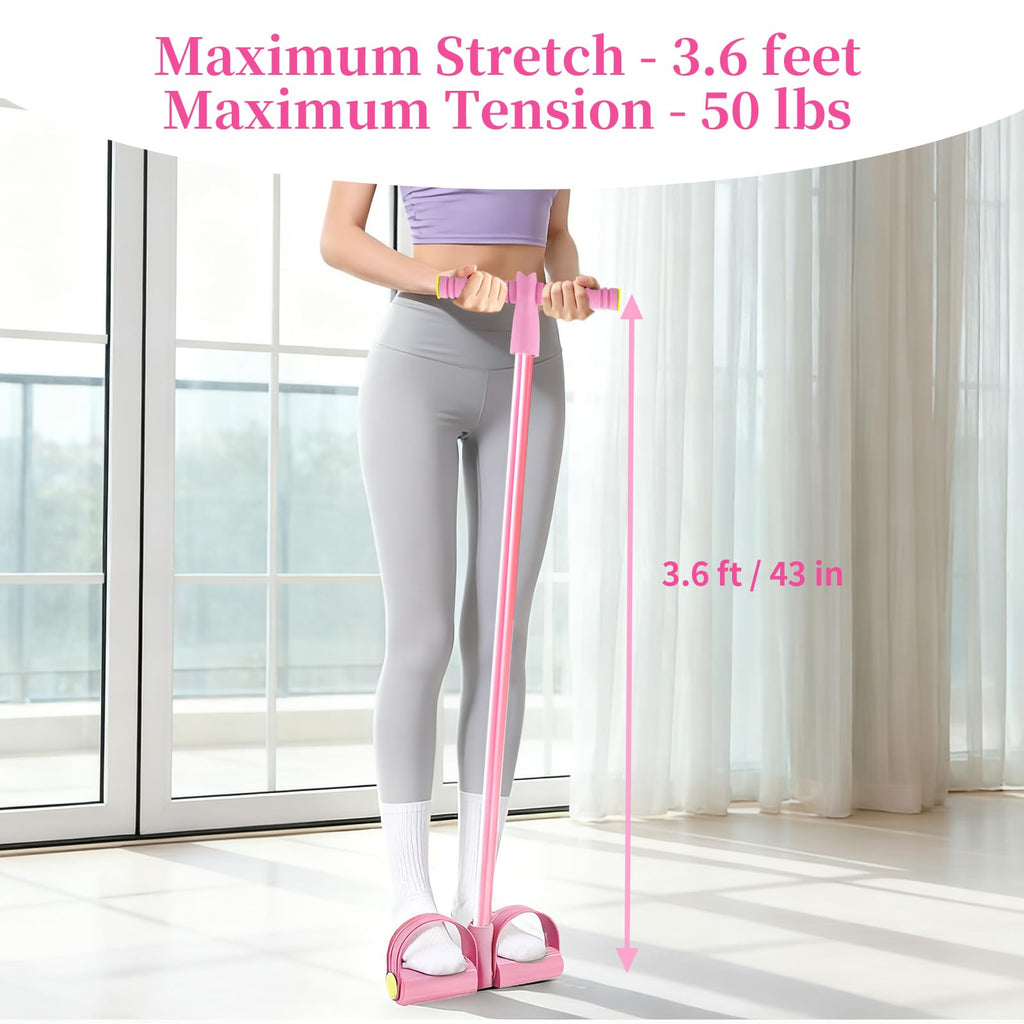 Pedal Resistance Bands with Handles, Upgrade 6-Tubes Manual Tension Training Pedal, Natural Rubber Foot Pedal Resistance Bands, Multifunction Fitness Bands for Abdomen, Waist, Arm, Leg