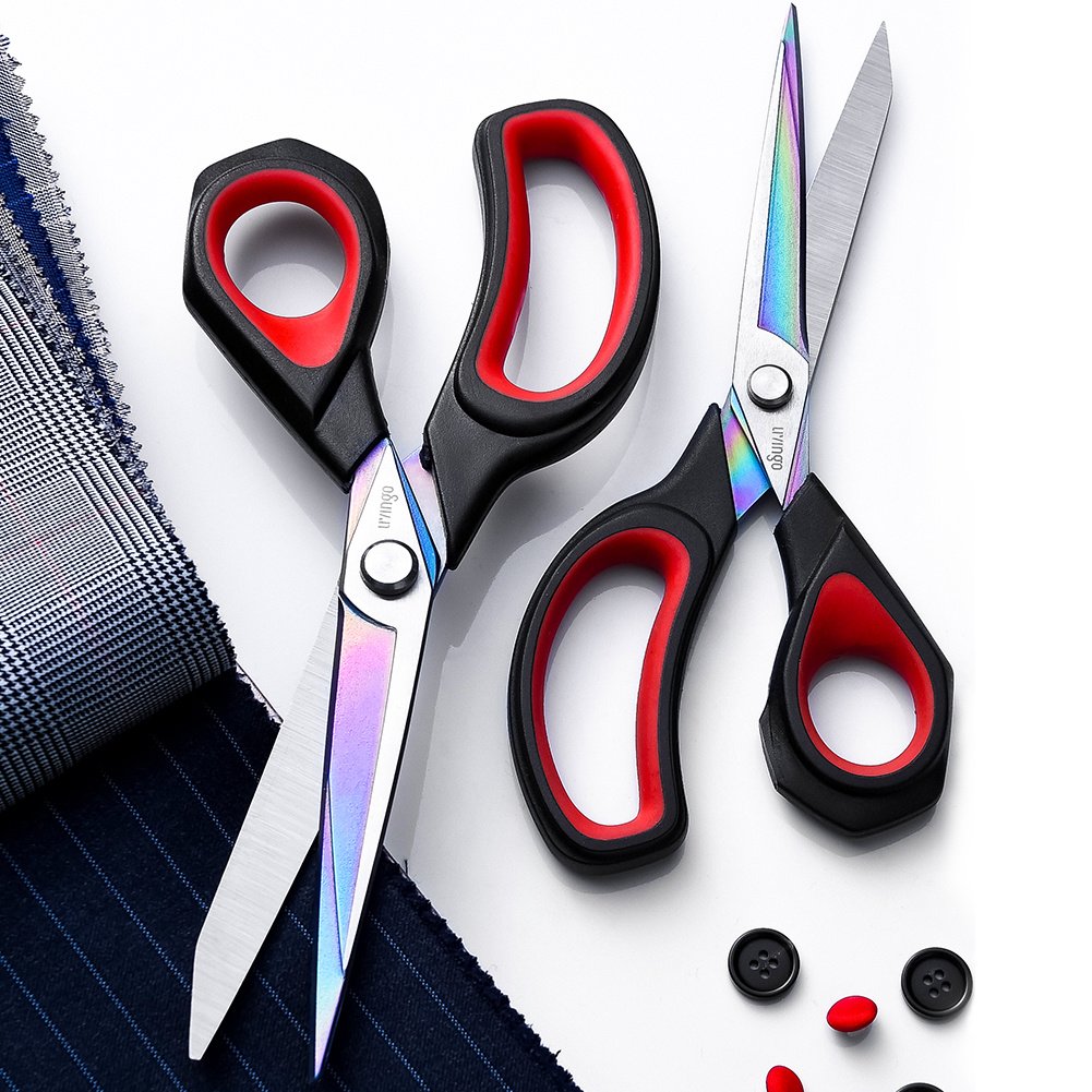 LIVINGO Premium Tailor Scissors Heavy Duty Multi-Purpose Titanium Coating Forged Stainless Steel Sewing Fabric Leather Dressmaking Comfort Grip Shears Professional Crafting (9.5 INCH)