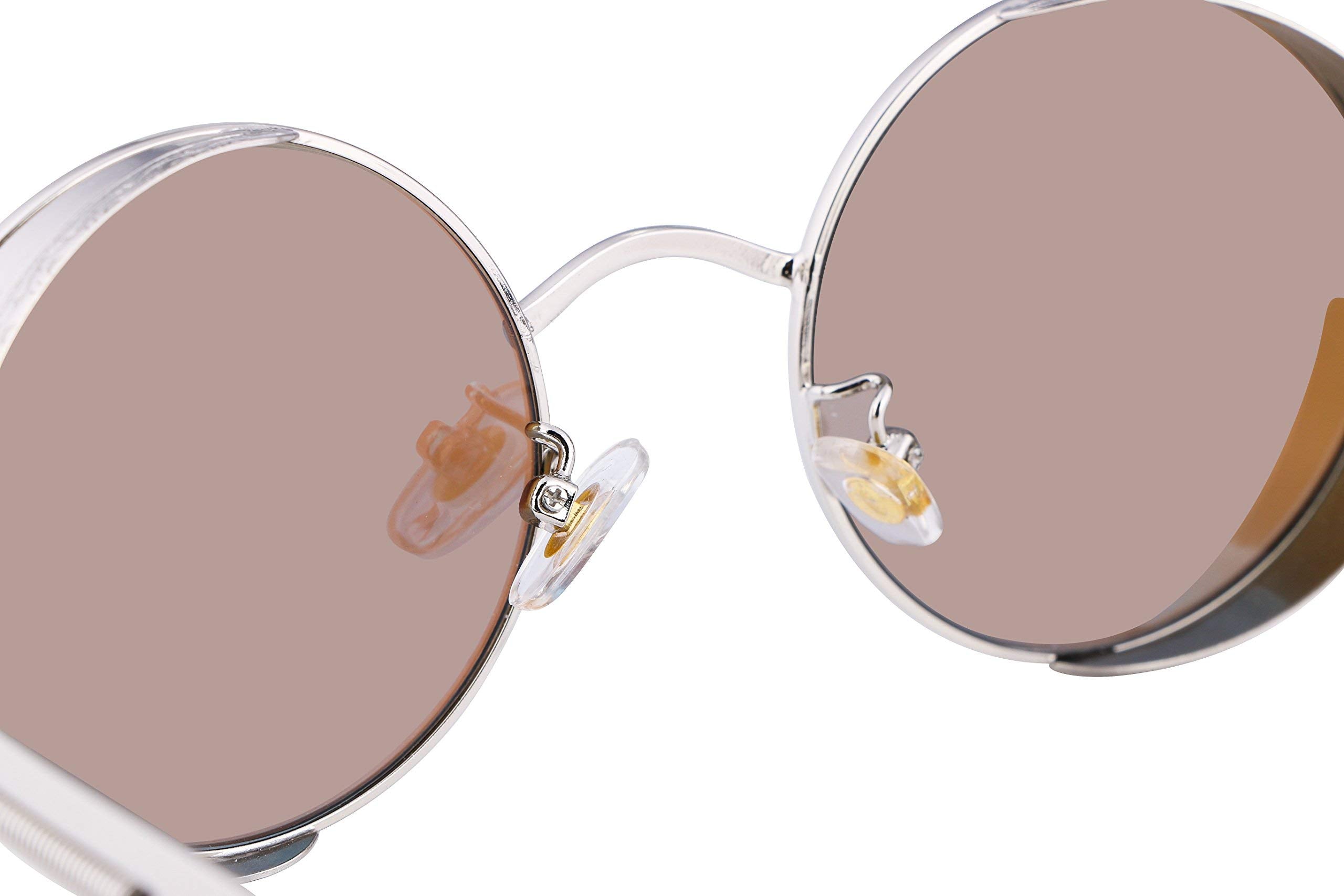 FEISEDY Retro Gothic Steampunk Sunglasses Round Metal Frame Punk Circle Inspired Shade Men B1857