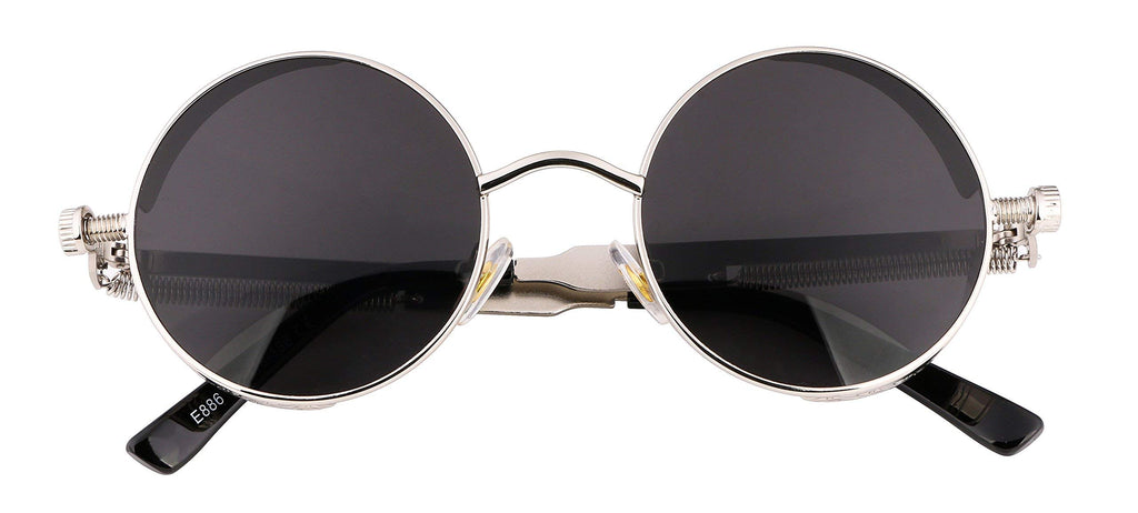FEISEDY Retro Gothic Steampunk Sunglasses Round Metal Frame Punk Circle Inspired Shade Men B1857