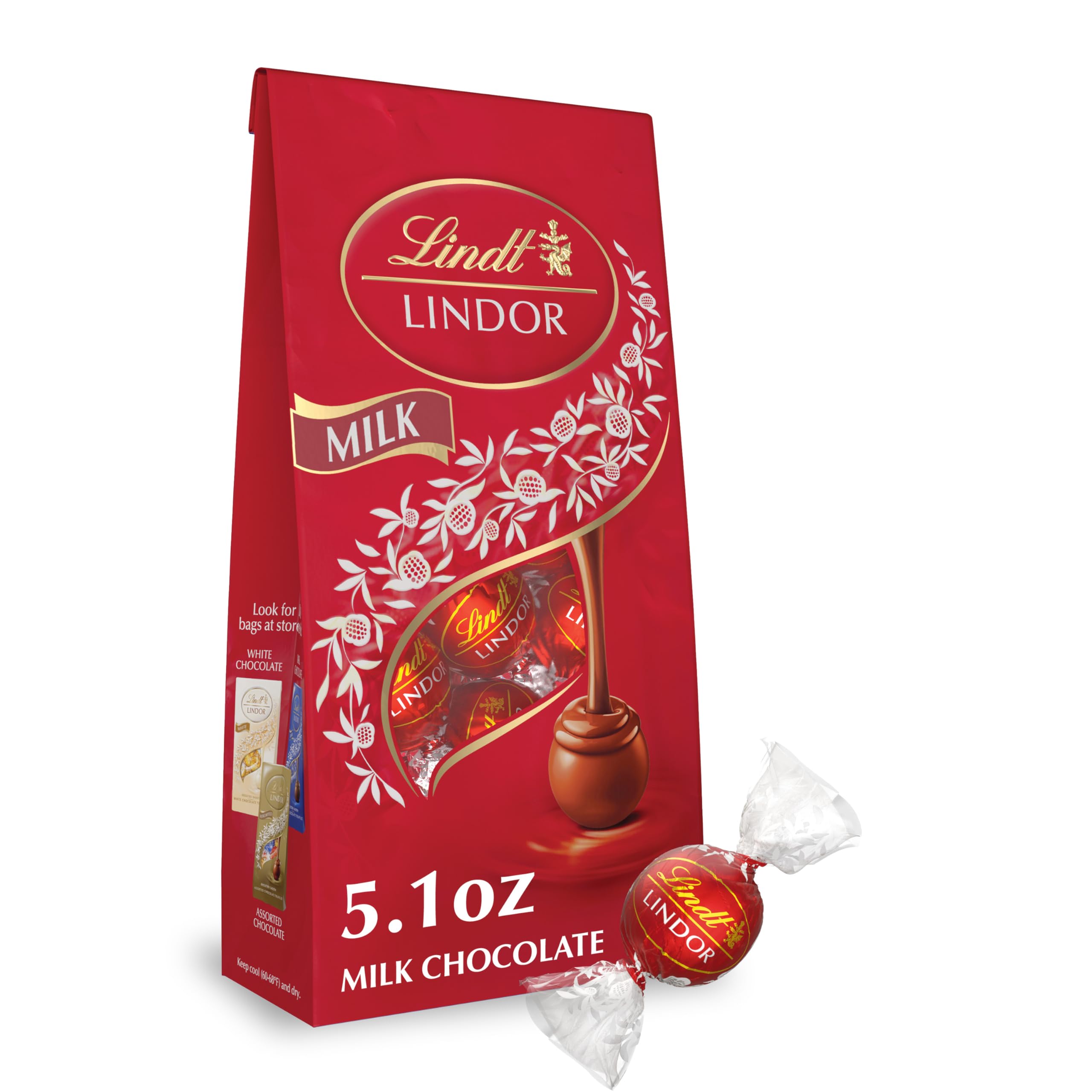 Lindt LINDOR Holiday Snickerdoodle White Chocolate Candy Truffles with Smooth, Melting Truffle Center, 8.5 oz. Bag