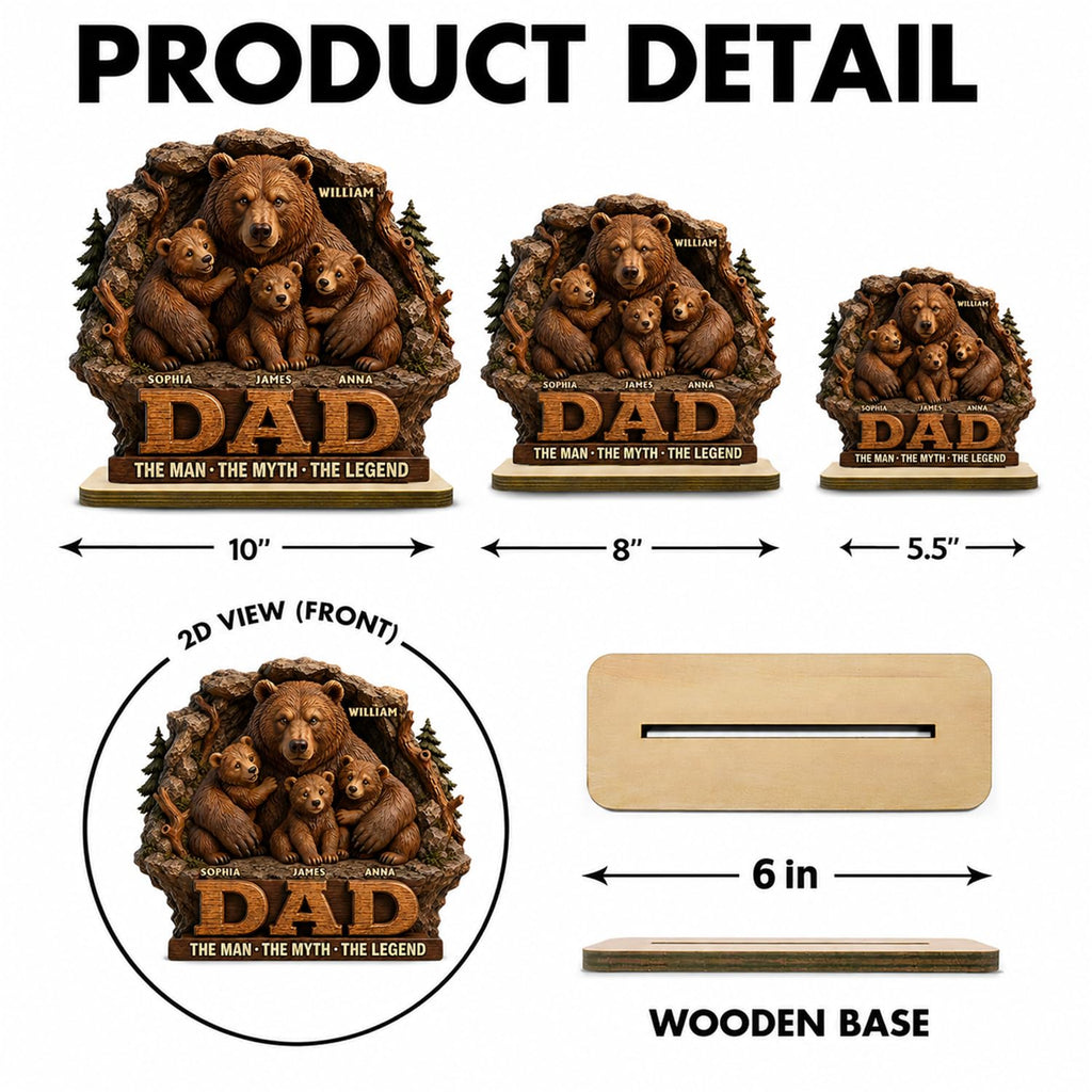 Personalized Fist Bump Dad and Kids Name Wooden Plaque, Custom Fathers Day Plaque for Dad Grandpa, Customized Sign Decorations for Daddy, Grandpa, Heartfelt Father's Day Birthday Gifts for Husband