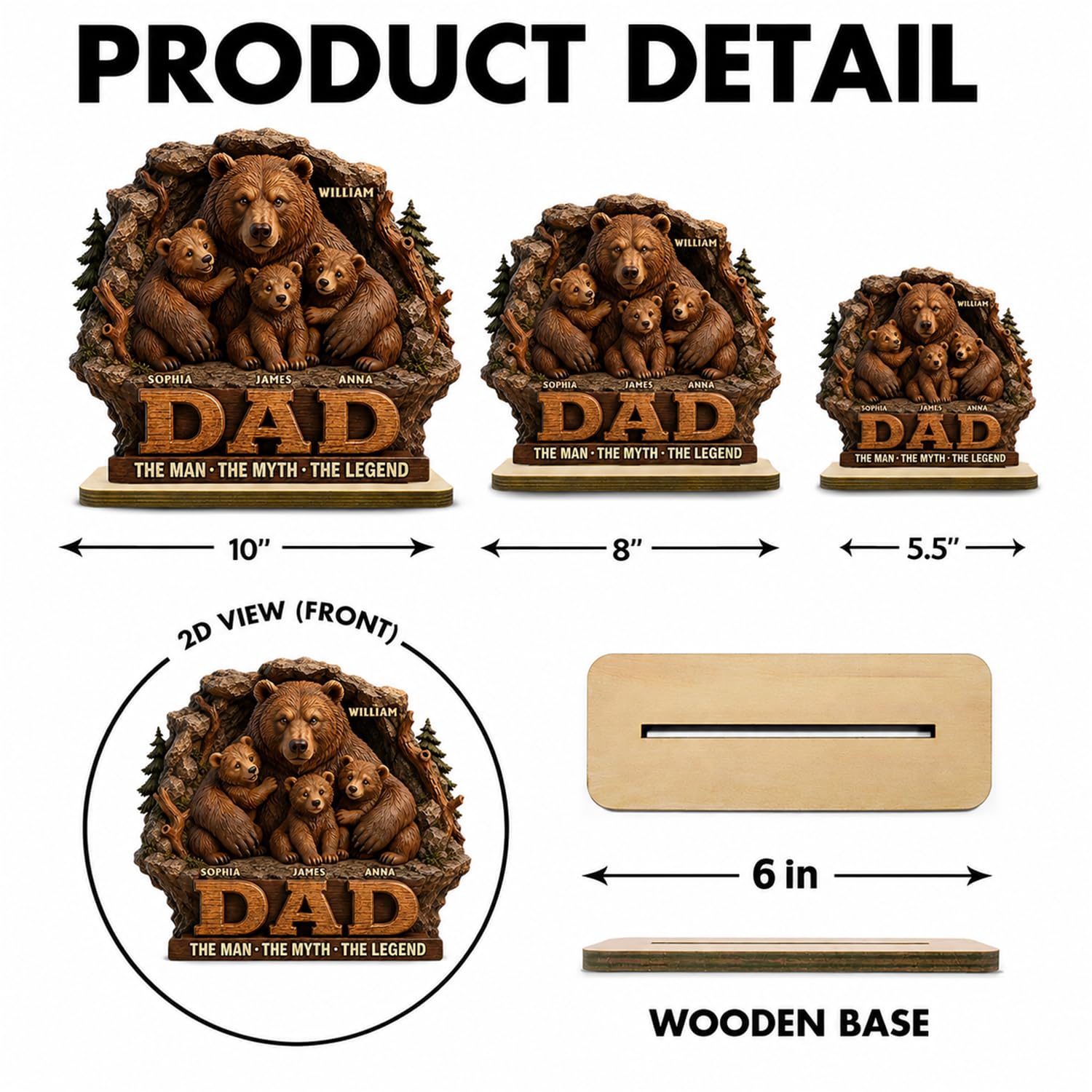 Personalized Fist Bump Dad and Kids Name Wooden Plaque, Custom Fathers Day Plaque for Dad Grandpa, Customized Sign Decorations for Daddy, Grandpa, Heartfelt Father's Day Birthday Gifts for Husband
