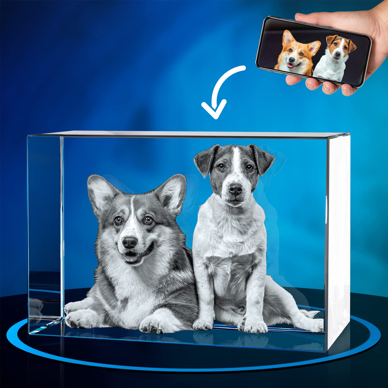 ArtPix 3D Crystal Photo, Personalized Dog Memorial Gifts with Your Own Photo for Dog Lovers, Pet Owners, 3D Laser Etched Picture, Engraved Crystal in Memory of Dog, Customized Gifts