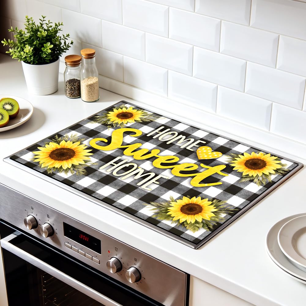 Stove Mat 28.35 x 20.47 Inch Christmas Fireplace and Tree Design Cozy Living Room Holiday Scene Decorative Kitchen Countertop Cover Reusable Flexible Mat for Gas Range Electric Stove Home Winter Décor