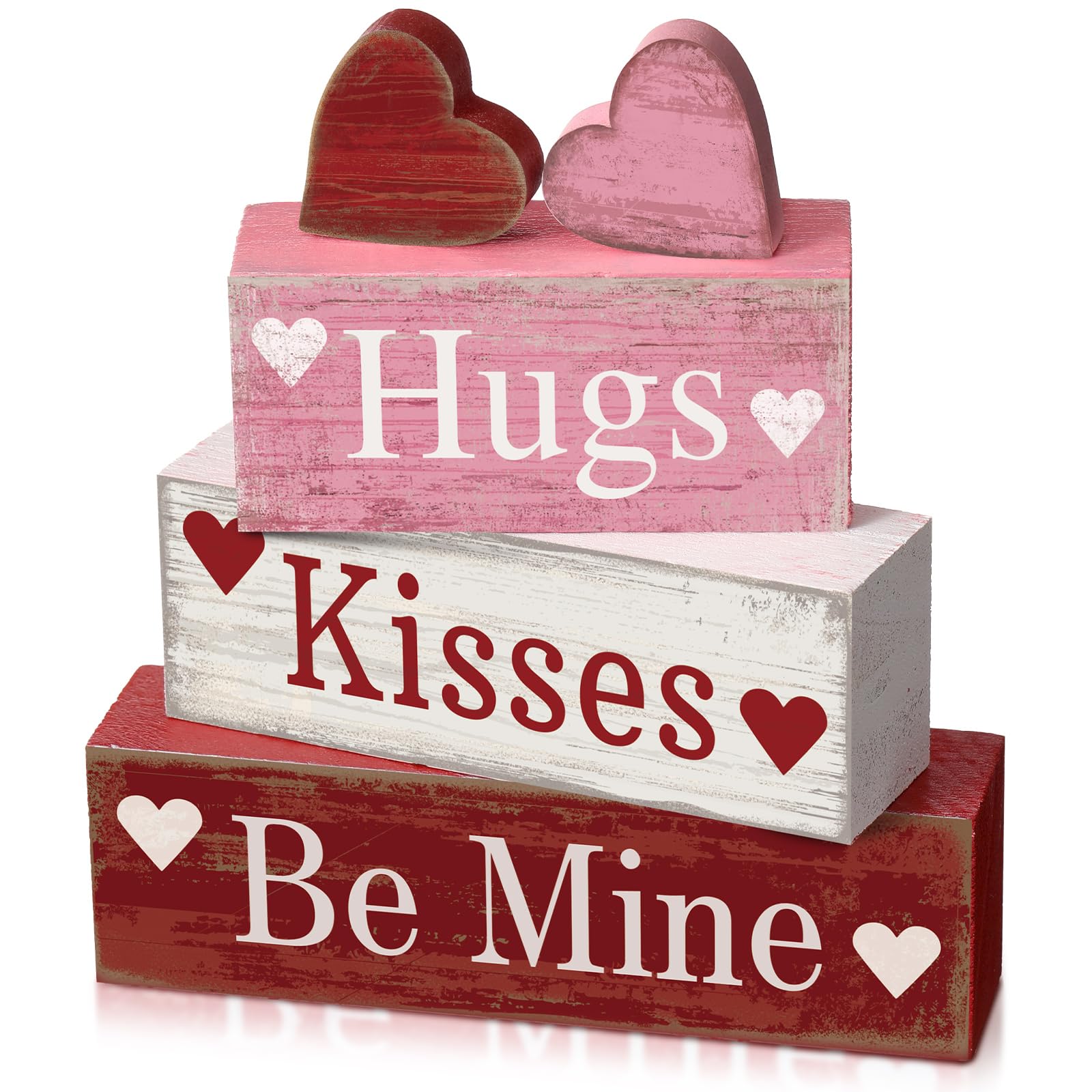 Moucuny 4 Pcs Christmas Table Decor Wooden Hot Cocoa Decoration Christmas Centerpiece Winter Tiered Tray Decor Decorative Red Hot Cocoa Block Signs Gift Farmhouse Xmas Decoration for Home Kitchen