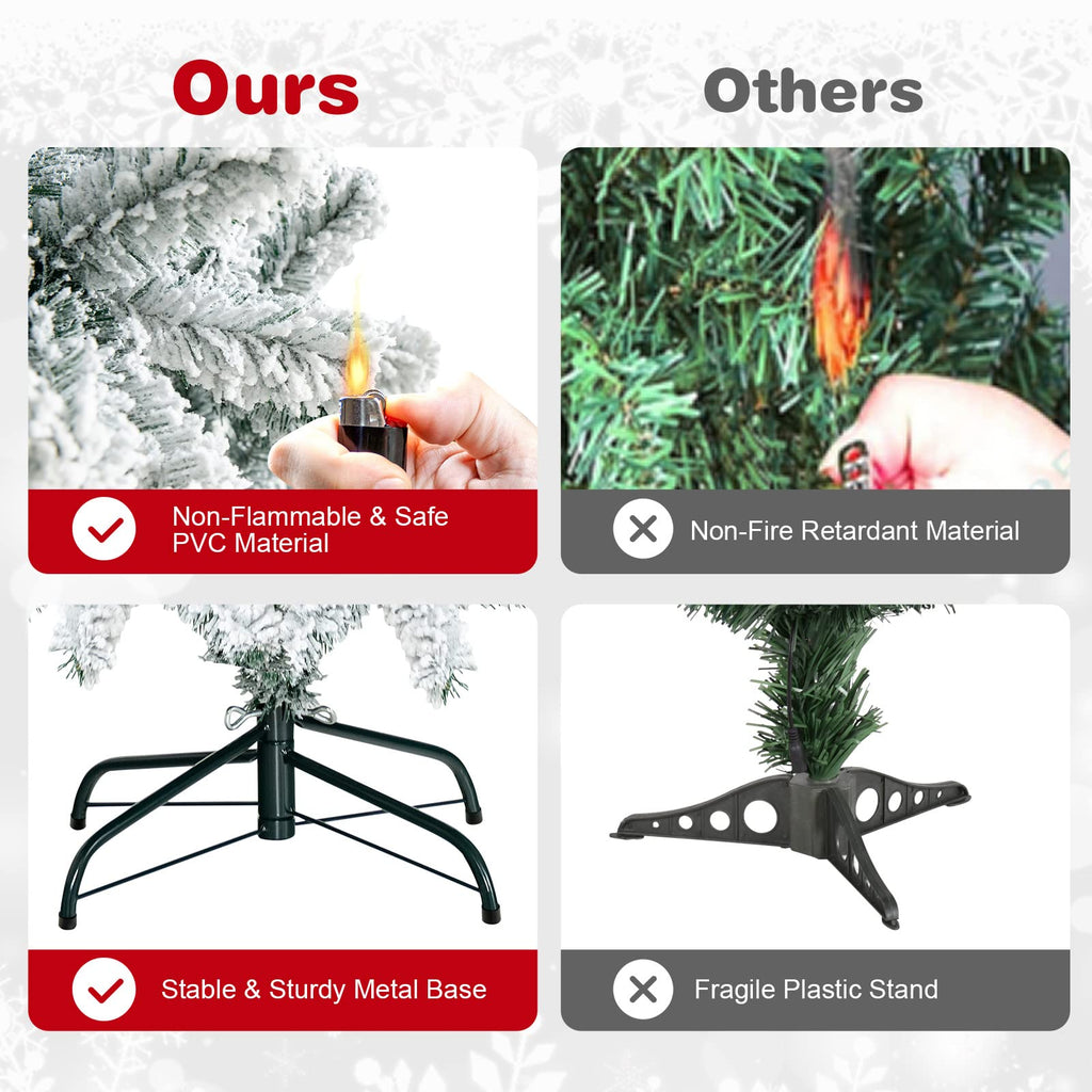 Goplus 7FT Pre-Lit Artificial Christmas Tree Auto-Spread/Close up Branches 11 Flash Modes with Multicolored 400 LED Lights & Metal Stand