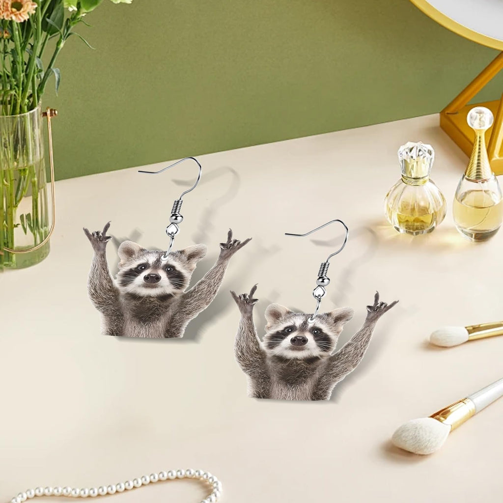 Funny Dog Sunflower Paw Print Earrings for Women - Unique & Quirky Funky Acrylic Dangle Earrings, Cute & Silly Novelty Design, Wacky & Crazy Earrings for Fun Lovers