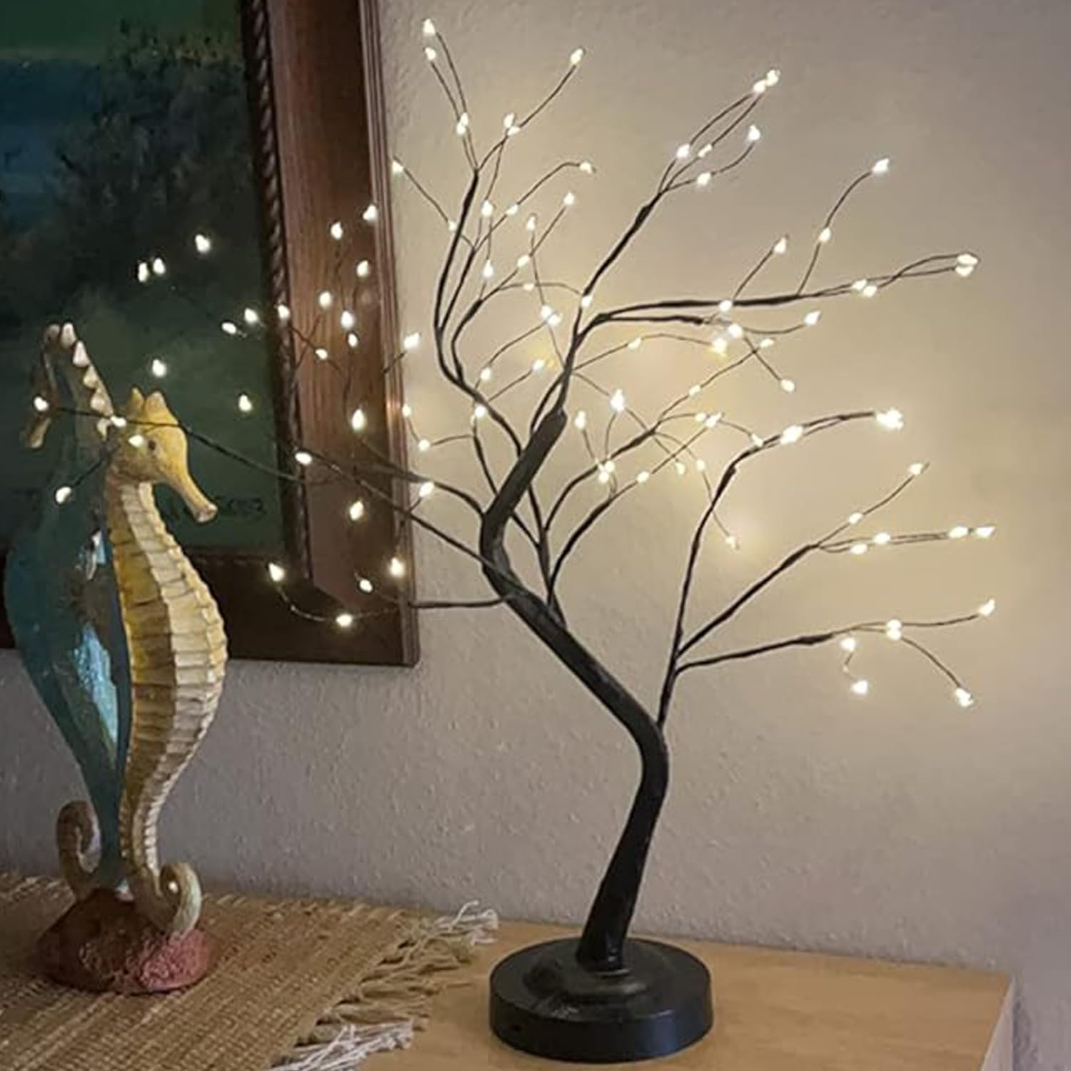 FuChsun Tabletop Bonsai Tree Light 108 LED Fairy Artificial Tree Lamp fot Room Party Home Centerpieces Decoration, Battery/USB Operated (Galaxy Glow Silver Branch)