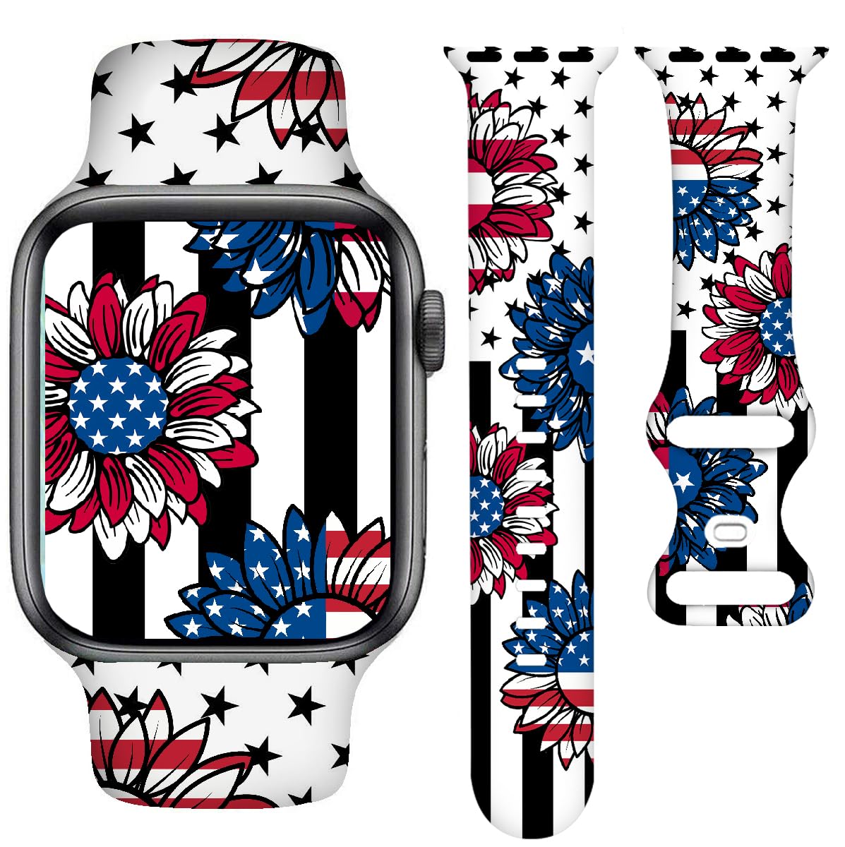 Holiday Watch Bands Compatible Watch 38mm 40mm 41mm 42mm for Women Men, Adjustable Soft Silicone Replacement Smartwatch Wristband for SE Series 8/7/6/5/4/3/2/1
