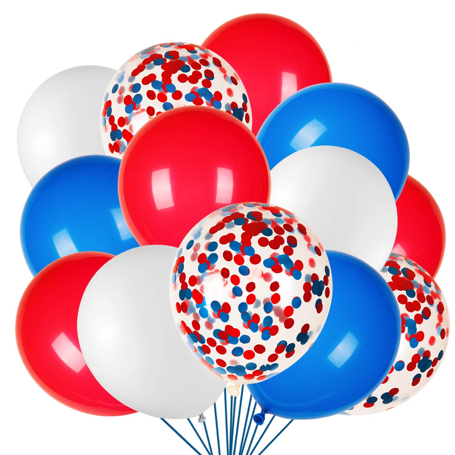 JOYYPOP 80 PCS Red White and Blue Balloons 12 Inch Patriotic Balloons with Confetti Balloons for 4th of July Decorations Independence Day 250 Anniversary Birthday Party Supplies