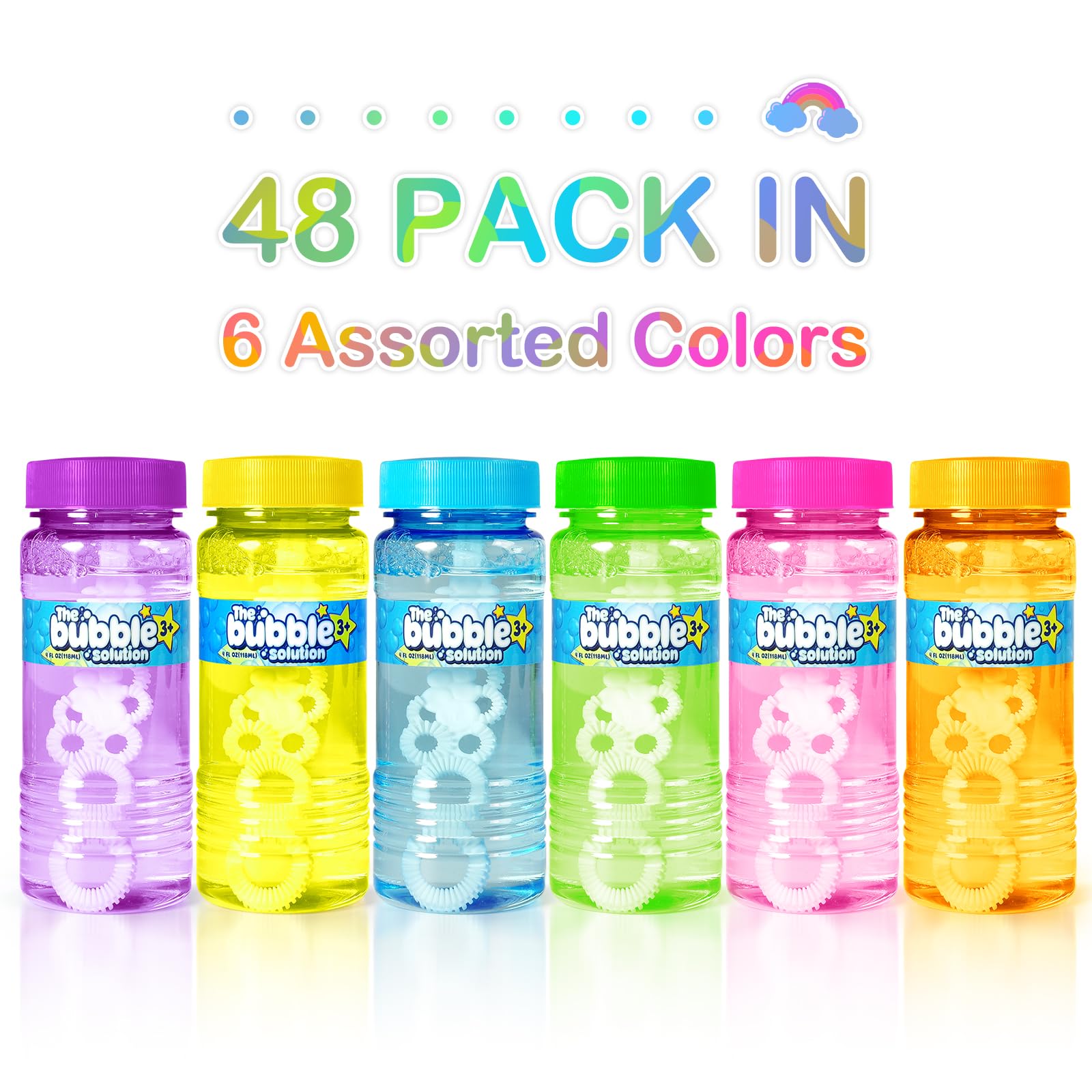 48 Pcs Bubble Bottles with Wand,Bubbles Party Favors for Kids,Summer Toys, Blow Bubbles Solution Novelty Toy, Party Favors, Birthday Party Supplies, Outdoor & Indoor Activity,4oz,6 Colors