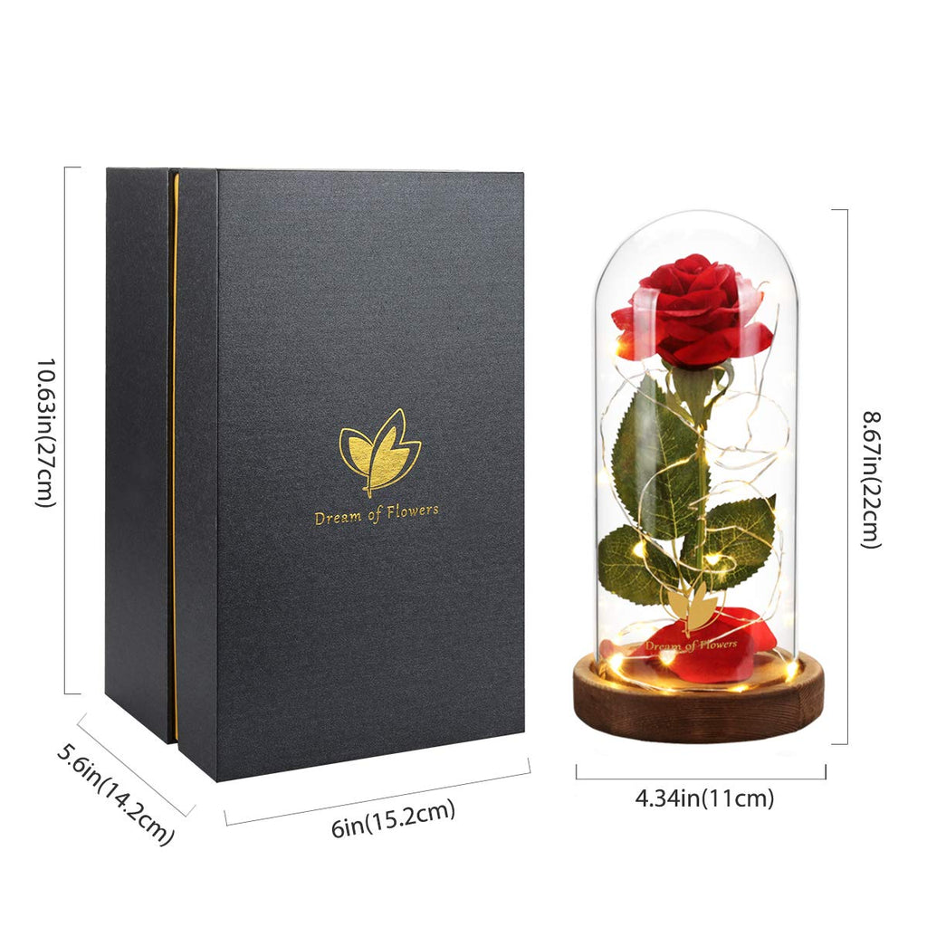 Beauty and The Beast Rose for Mom, Birthday Gifts for Women, Light Up Roses, Glass Dome Rose with LED Lights, Red Roses, Women's Gift for Mom Wife Grandmother