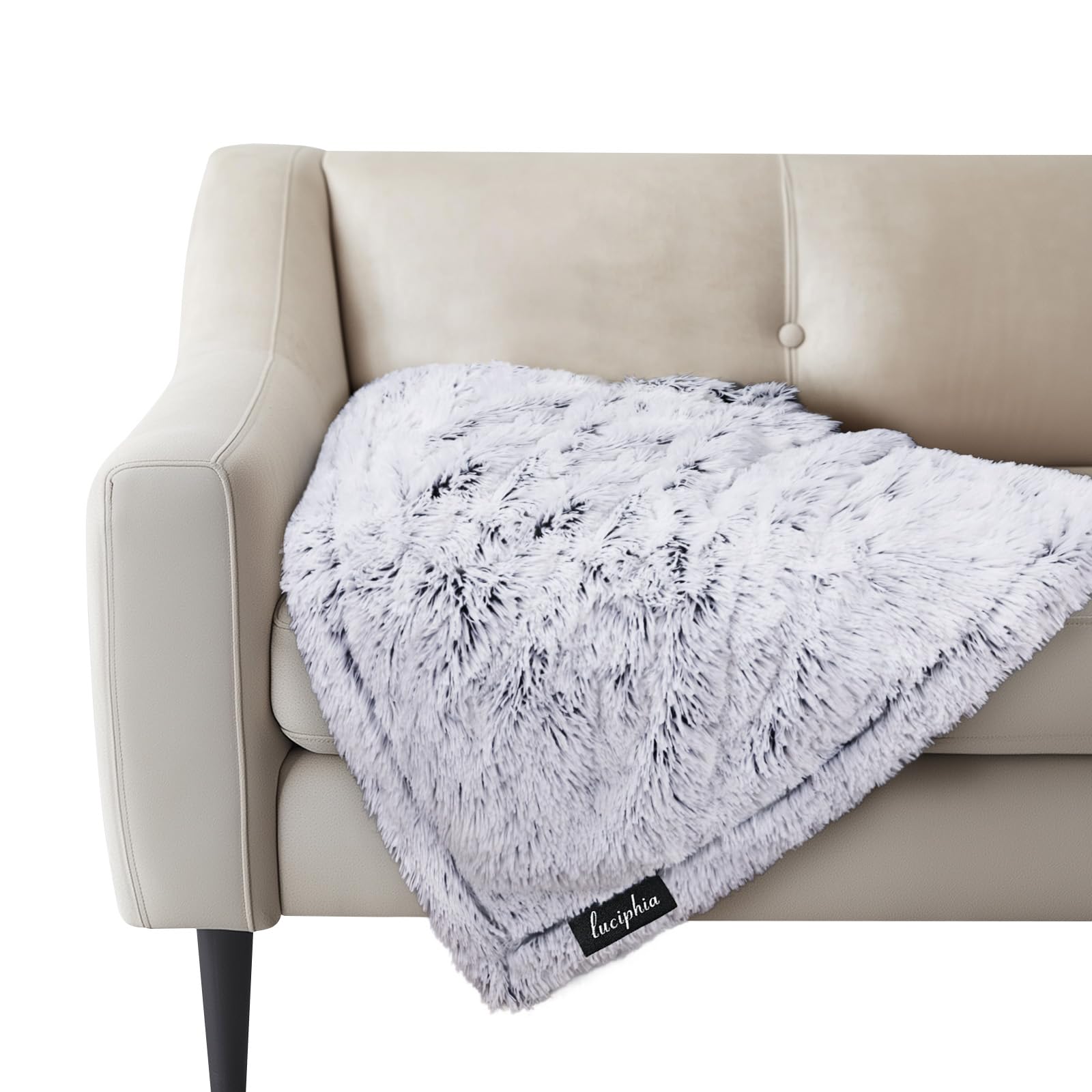 Luciphia Large Waterproof Dog Blanket for Pet Washable Liquid Proof Bed Intimacy Protection Shaggy Plush Calming Long Faux Fur Couch Cover Calming Cat Throw Blankets, Tie-dye Grey, 50" x 60"