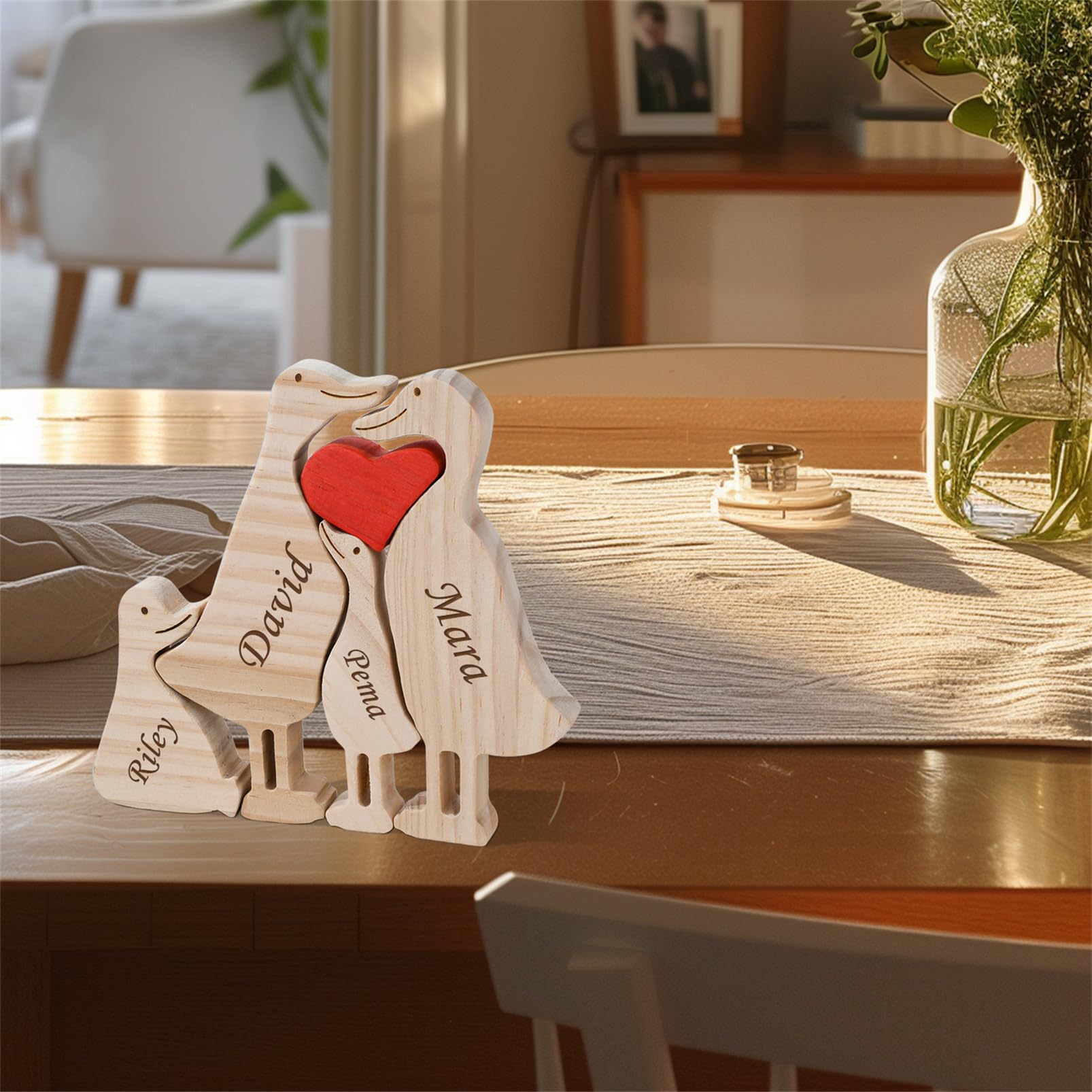 Personalized Family Name Puzzle with 2-8 Names Custom Wooden Bear Puzzle with Names Customized Wooden Puzzle Gifts for Christmas (Bear)
