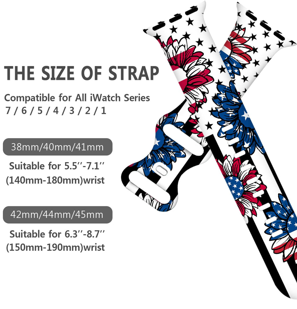Holiday Watch Bands Compatible Watch 38mm 40mm 41mm 42mm for Women Men, Adjustable Soft Silicone Replacement Smartwatch Wristband for SE Series 8/7/6/5/4/3/2/1