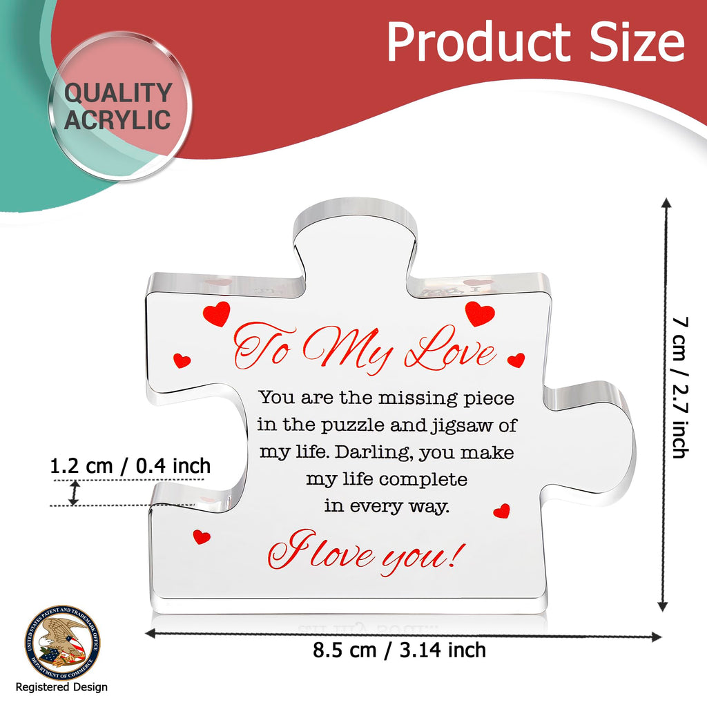 Engraved Acrylic Block Puzzle - Sentimental Gift for Her - Valentine's Day & Fiance Birthday Gift