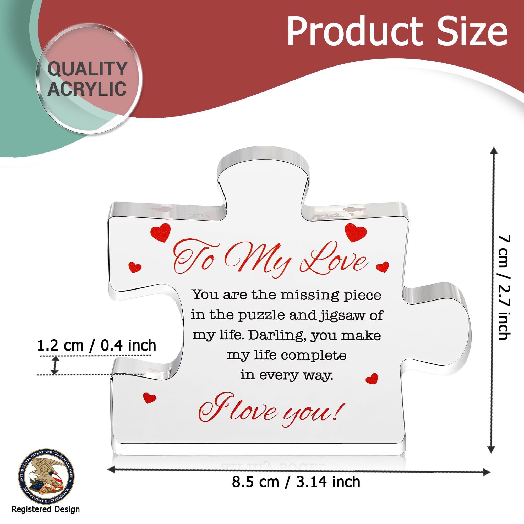 Engraved Acrylic Block Puzzle - Sentimental Gift for Her - Valentine's Day & Fiance Birthday Gift