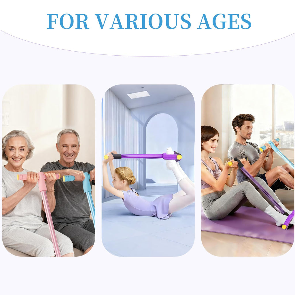 Pedal Resistance Bands with Handles, Upgrade 6-Tubes Manual Tension Training Pedal, Natural Rubber Foot Pedal Resistance Bands, Multifunction Fitness Bands for Abdomen, Waist, Arm, Leg