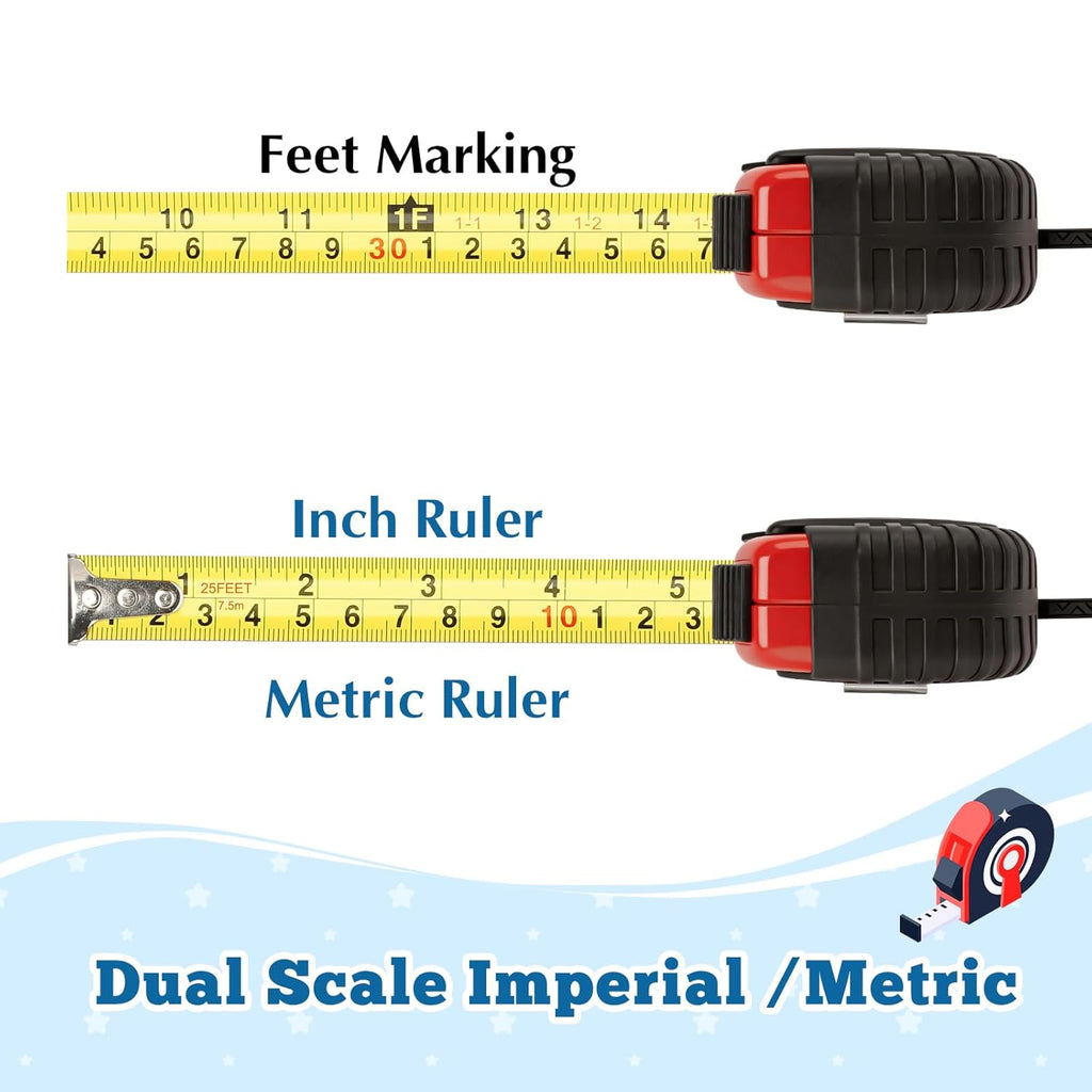 Gift for Dad Fathers Day Birthday Gifts from Daughter Son Kids Wife, New Step Dad Daddy Father in Law Presents Useful Stuff, Best Tool Gifts Woodworker Gifts Carpenter Gifts, Tape Measure 25 FT