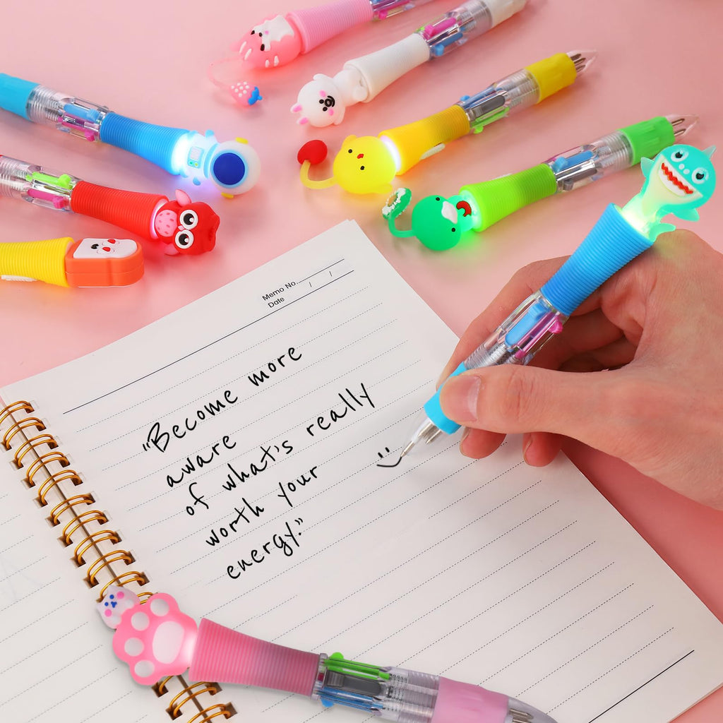 CZWZ 20Pcs Mini Multicolor Pens in One 4-in-1 Cute Pens Bulk for Kids, Fun Kawaii Ballpoint Pens for Birthdays and Children's Party Favors Gifts Teacher School Supplies