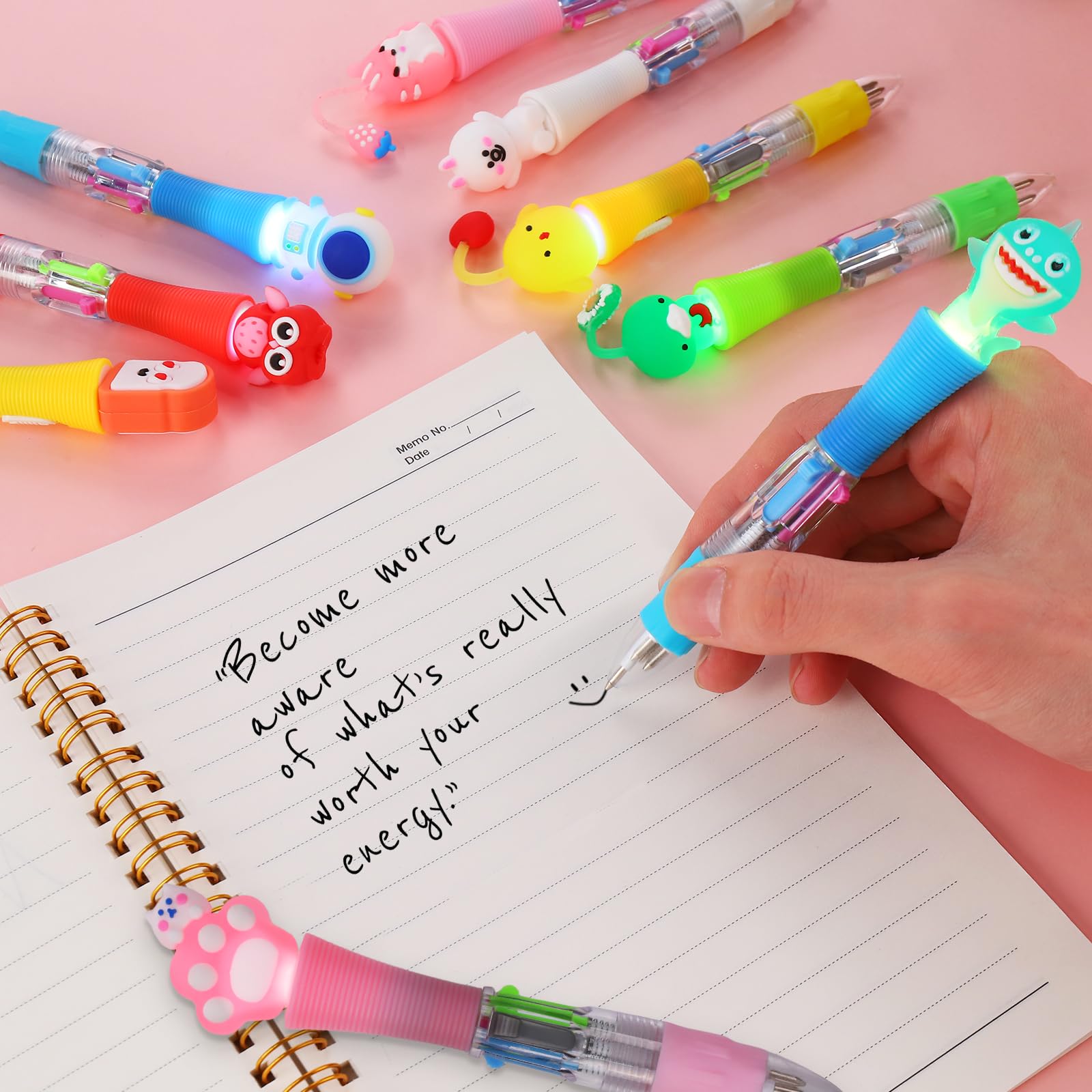 CZWZ 20Pcs Mini Multicolor Pens in One 4-in-1 Cute Pens Bulk for Kids, Fun Kawaii Ballpoint Pens for Birthdays and Children's Party Favors Gifts Teacher School Supplies