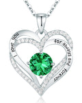 CDE Forever Love Heart Necklaces for Women, Wedding Anniversary, Valentine's，Birthday Mothers Christmas Day Gifts for Mom, Mother, Wife, S925 Silver Jewelry with Birthstone Pendant