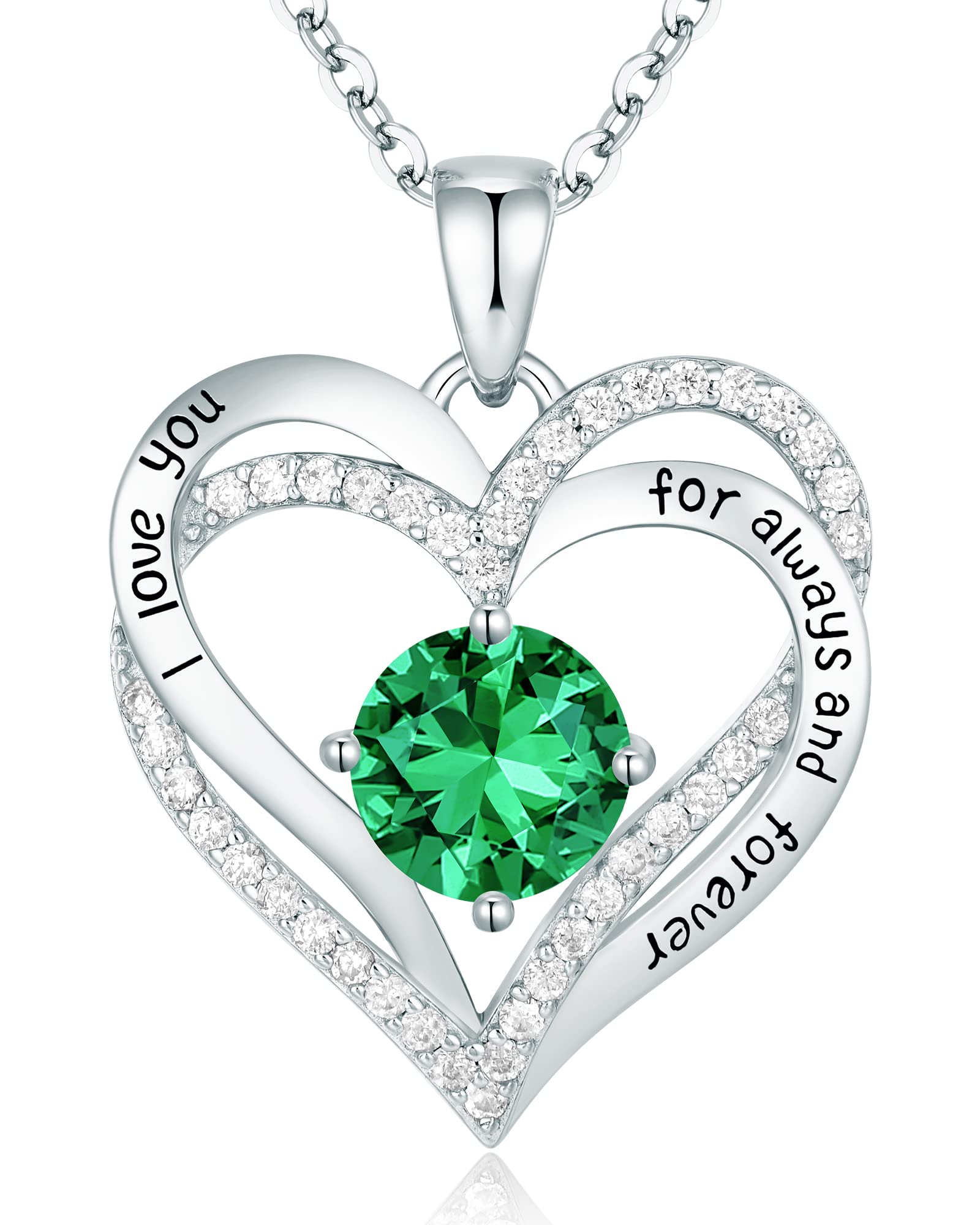 CDE Forever Love Heart Necklaces for Women, Wedding Anniversary, Valentine's，Birthday Mothers Christmas Day Gifts for Mom, Mother, Wife, S925 Silver Jewelry with Birthstone Pendant