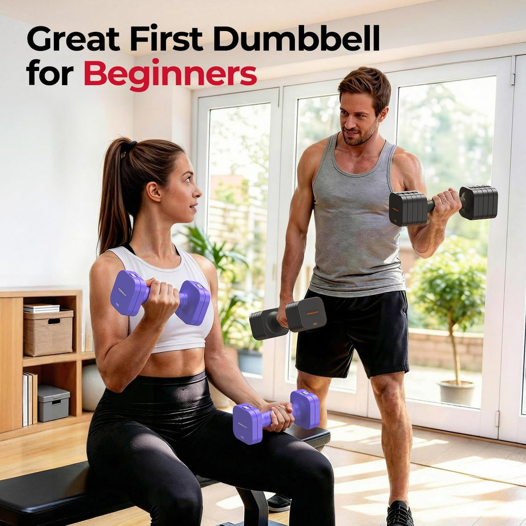 FEIERDUN DB3 5-in-1 Adjustable Dumbbell Set, 6LB/10LB Pair Adjustable Weights for Women at Home, Dual Locking Stable Hand Weights with TPU Soft Handle, Home Gym, Rehab, Pilates, Yoga, Strength Training