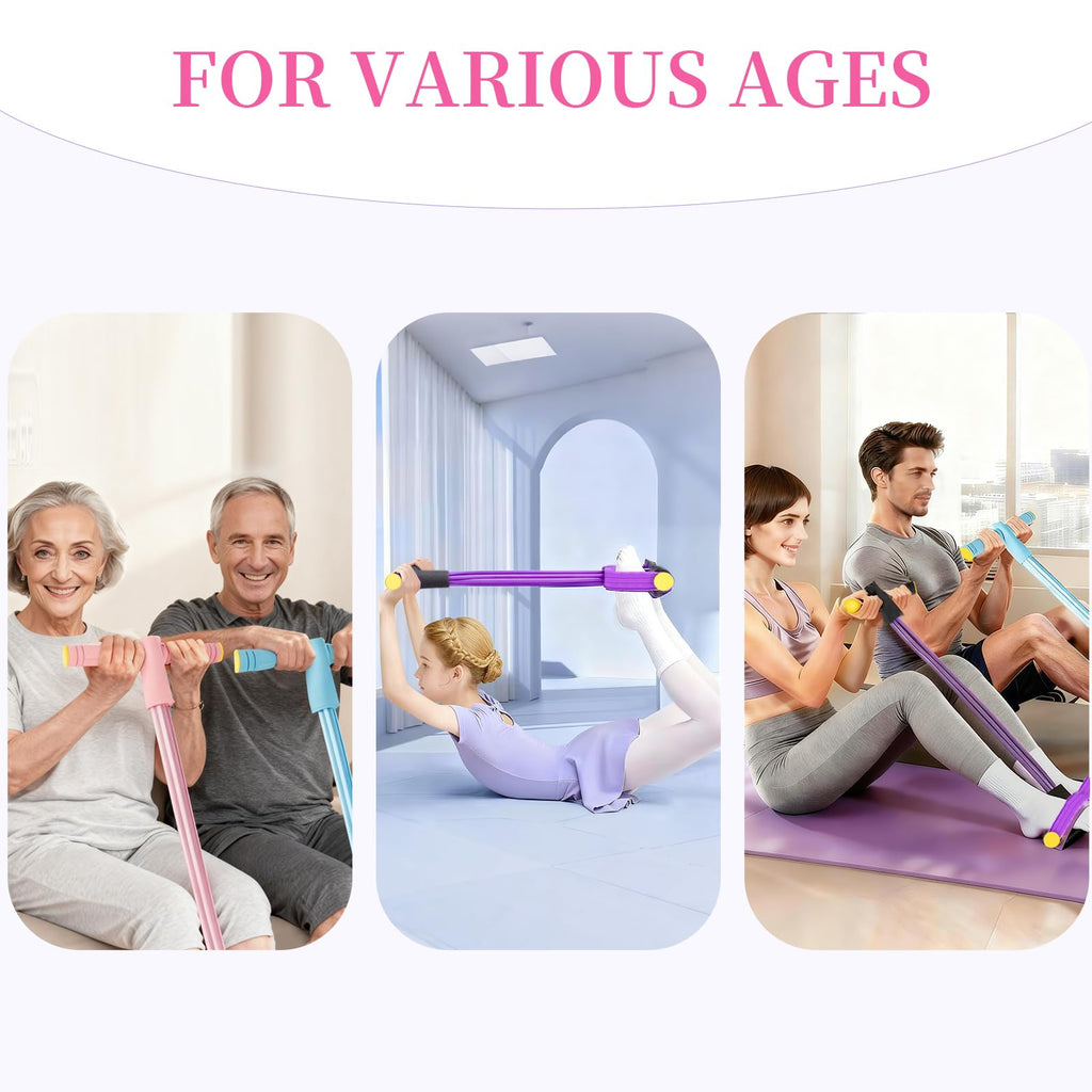 Pedal Resistance Bands with Handles, Upgrade 6-Tubes Manual Tension Training Pedal, Natural Rubber Foot Pedal Resistance Bands, Multifunction Fitness Bands for Abdomen, Waist, Arm, Leg
