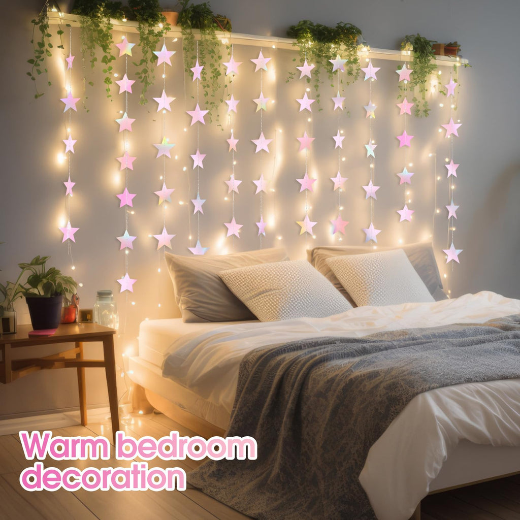 Patelai Glitter Star Garland Banner 2026 Graduation Decor 130 Feet Star Hanging Banner Twinkle Backdrop for Party Birthday Classroom Wedding Supplies(Gold)
