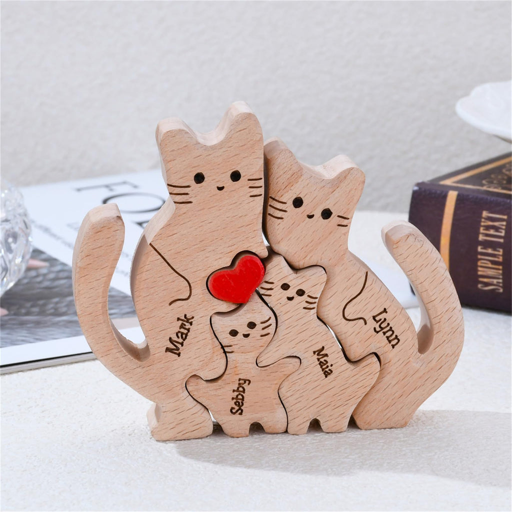 Personalized Family Name Puzzle with 2-8 Names Custom Wooden Bear Puzzle with Names Customized Wooden Puzzle Gifts for Christmas (Bear)
