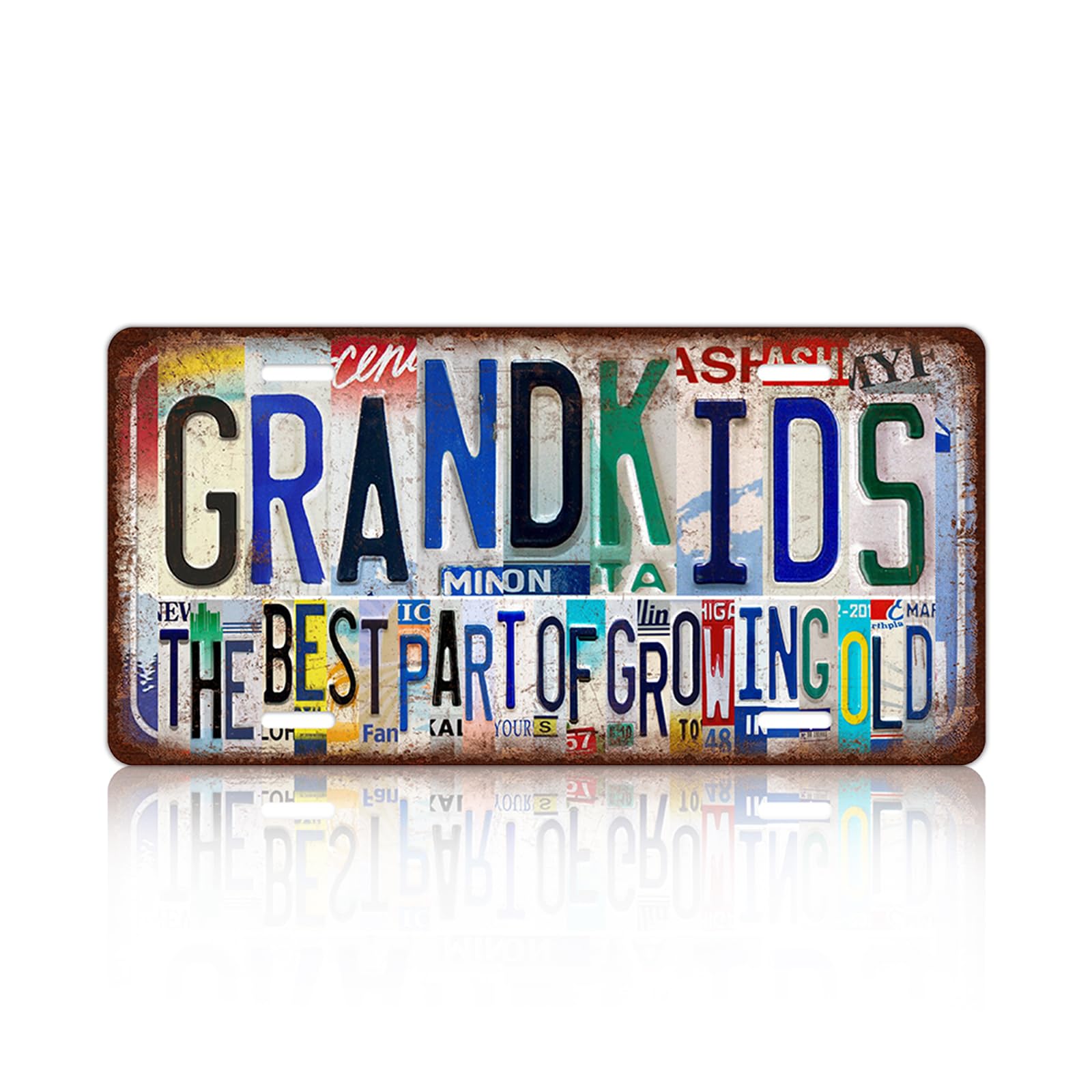Vintage Wall Decor Grandkids The Best Part Of Growing Old License Plate Metal Sign Tin Signs Poster