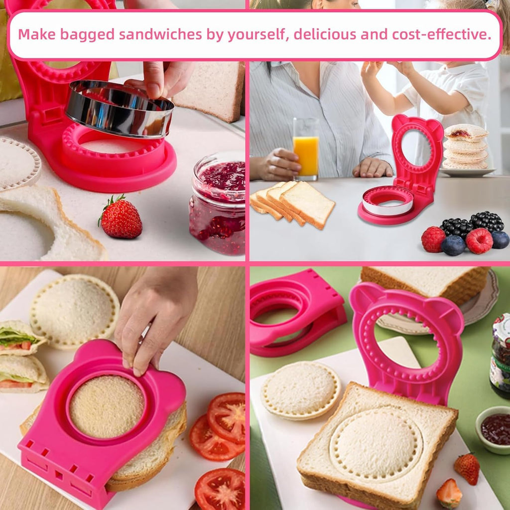 Uncrustable Sandwich Maker, Circle Shape 3.7 Inch Sandwich Cutter and Sealer for Kids Breakfast and Lunchboxes, Green