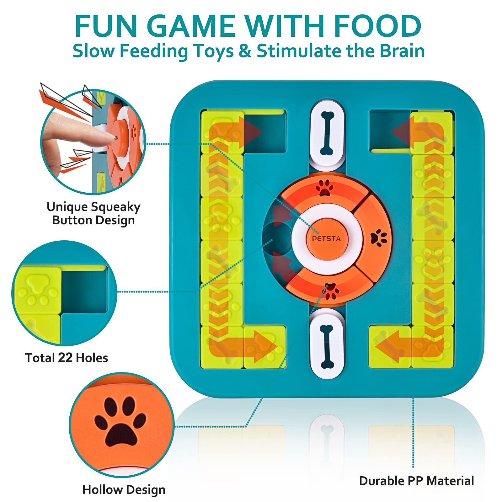 PETSTA Dog Puzzle Toys, Treat Dispensing Dog Enrichment Toys for IQ Training and Brain Stimulation, Interactive Mentally Stimulating Toys as Gifts for Puppies, Cats, Dogs