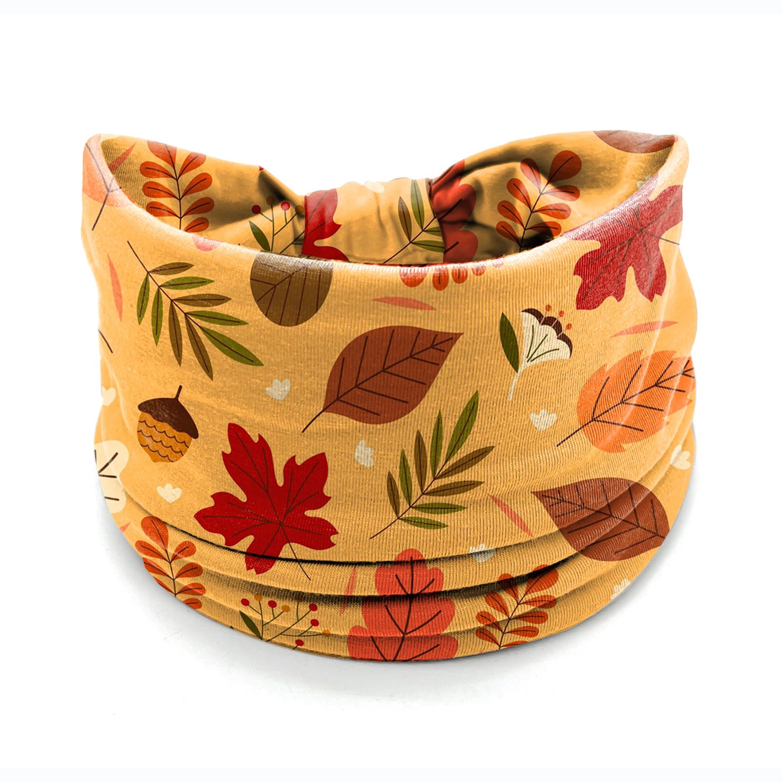 winthrop 4 Pack Autumn Maple Leaf Headbands for Women, Thanksgiving Wide Stretchy Yoga Workout Hair Bands, Soft Non-Slip Fall Turban Headwraps for Running Makeup Everyday Use