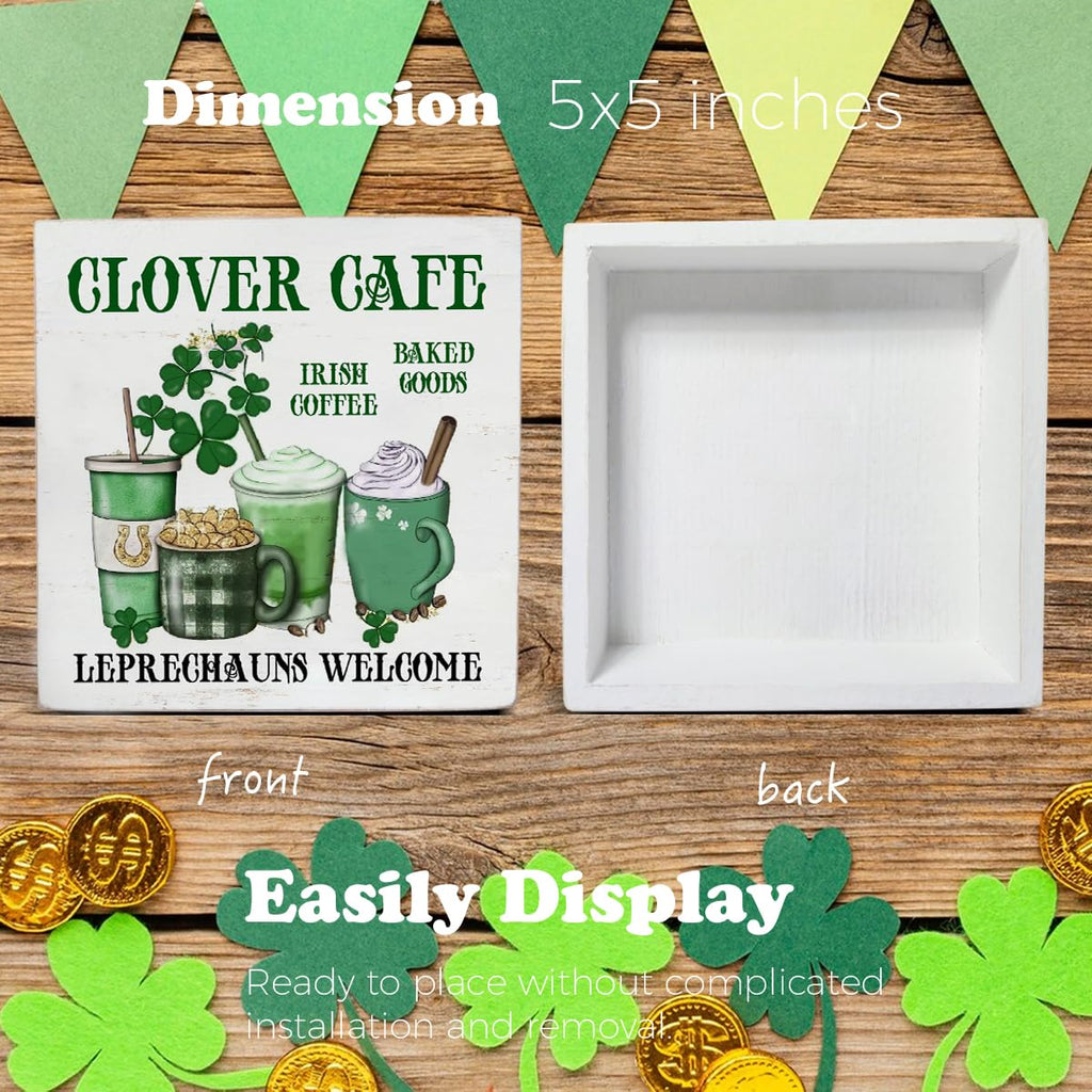Dumyum St. Patrick's Day Decorative Sign, Wooden, 5 Inches x 5 Inches, Green, Rustic, Tabletop or Wall Mount