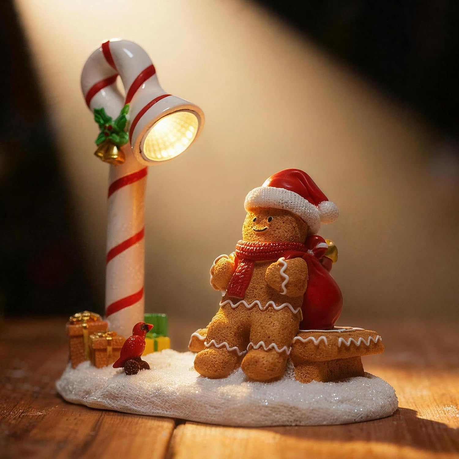 Christmas Gingerbread Man Decorations Indoor Home Decor Christmas Gingerbread Man Figurines Winter for Table Top Centerpiece Fireplace Decor Cute Decoration Gift（GB）