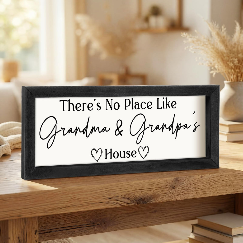 Yousoontic Grandparents Gift from Grandkids There's No Place Like Grandma & Grandpa's House Wooden Sign Farmhouse Home Decor for Birthday Christmas Thanksgiving Gift(Dark Brown,11.8 Inch)