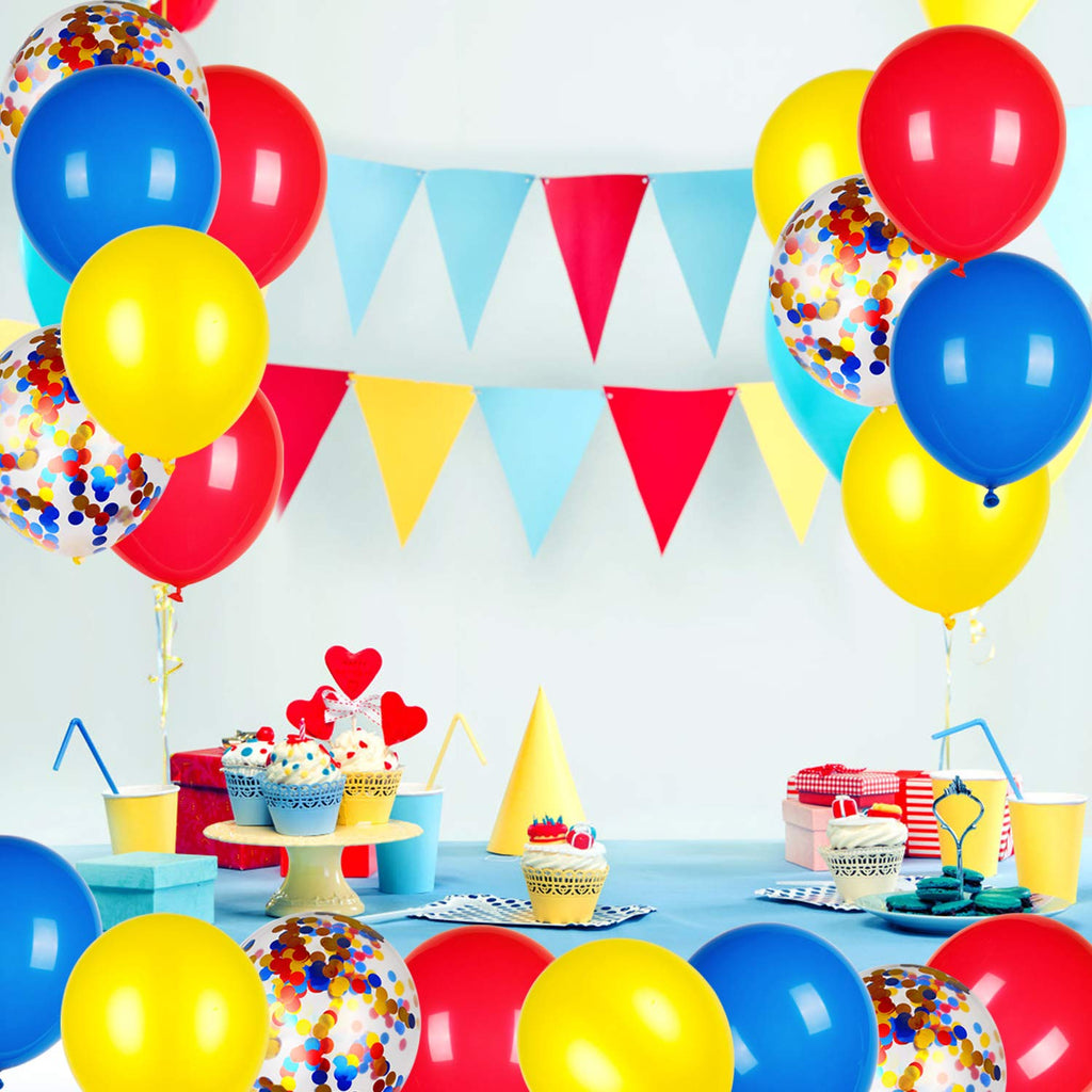 JOYYPOP 80 PCS Red White and Blue Balloons 12 Inch Patriotic Balloons with Confetti Balloons for 4th of July Decorations Independence Day 250 Anniversary Birthday Party Supplies