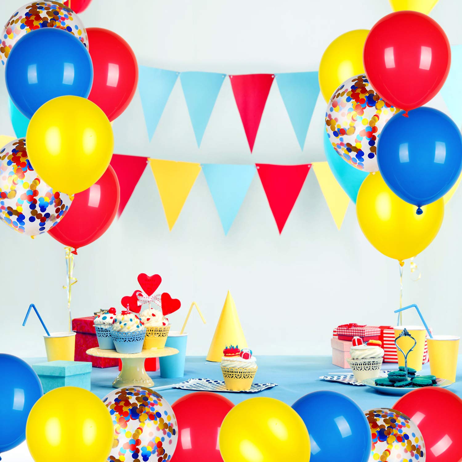 JOYYPOP 80 PCS Red White and Blue Balloons 12 Inch Patriotic Balloons with Confetti Balloons for 4th of July Decorations Independence Day 250 Anniversary Birthday Party Supplies