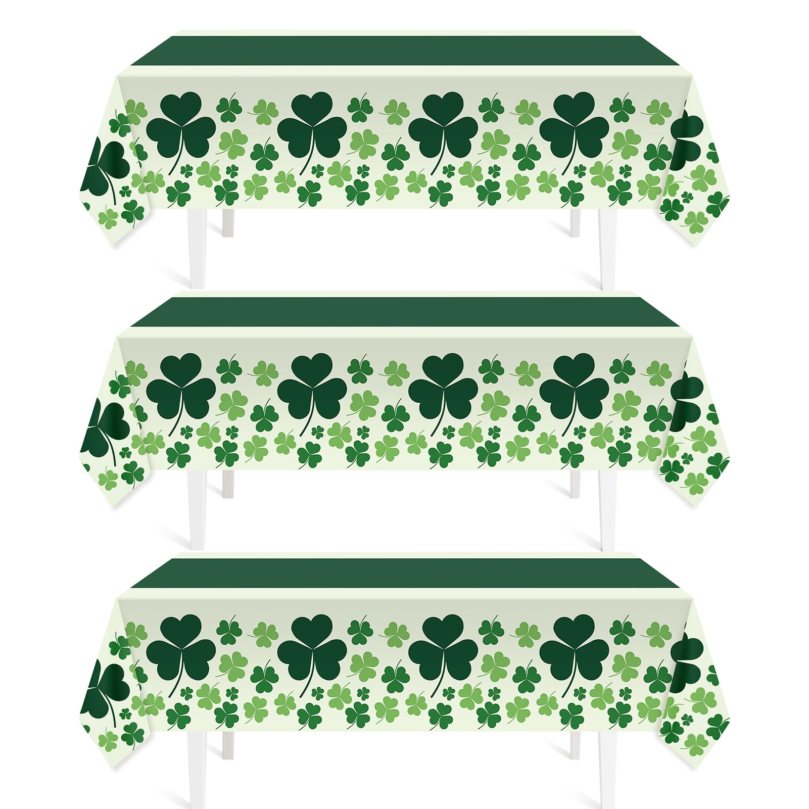 Childom 3 Pack St Patricks Day Decorations,St Patricks Day Table Cloths for Rectangle Tables,54" x 108" Disposable Plastic Tablecloths for St. Patrick's Day,Home,Kitchen,Picnic,Parties,Spring Decors