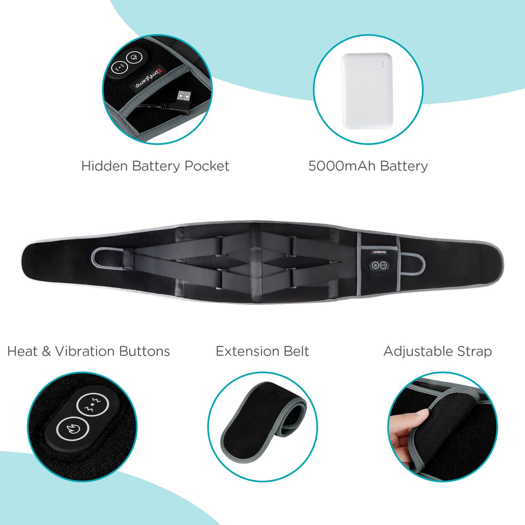Comfytemp Cordless Heating Pad with Massager for Back, Fathers Day Dad Gifts for Men, FSA Eligible HSA Portable Lower Back Massager Rechargeable Wireless Electric, Women Mom Seniors 3 Heat 30mins Off