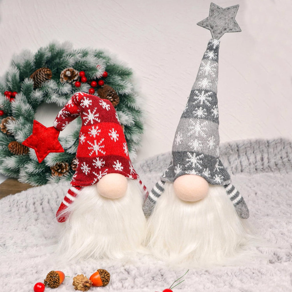 Juegoal 11" Lighted Christmas Gnome Santa, Light Up Elf Holiday Present, Battery Operated Winter Tabletop Christmas Decorations, 2 Set